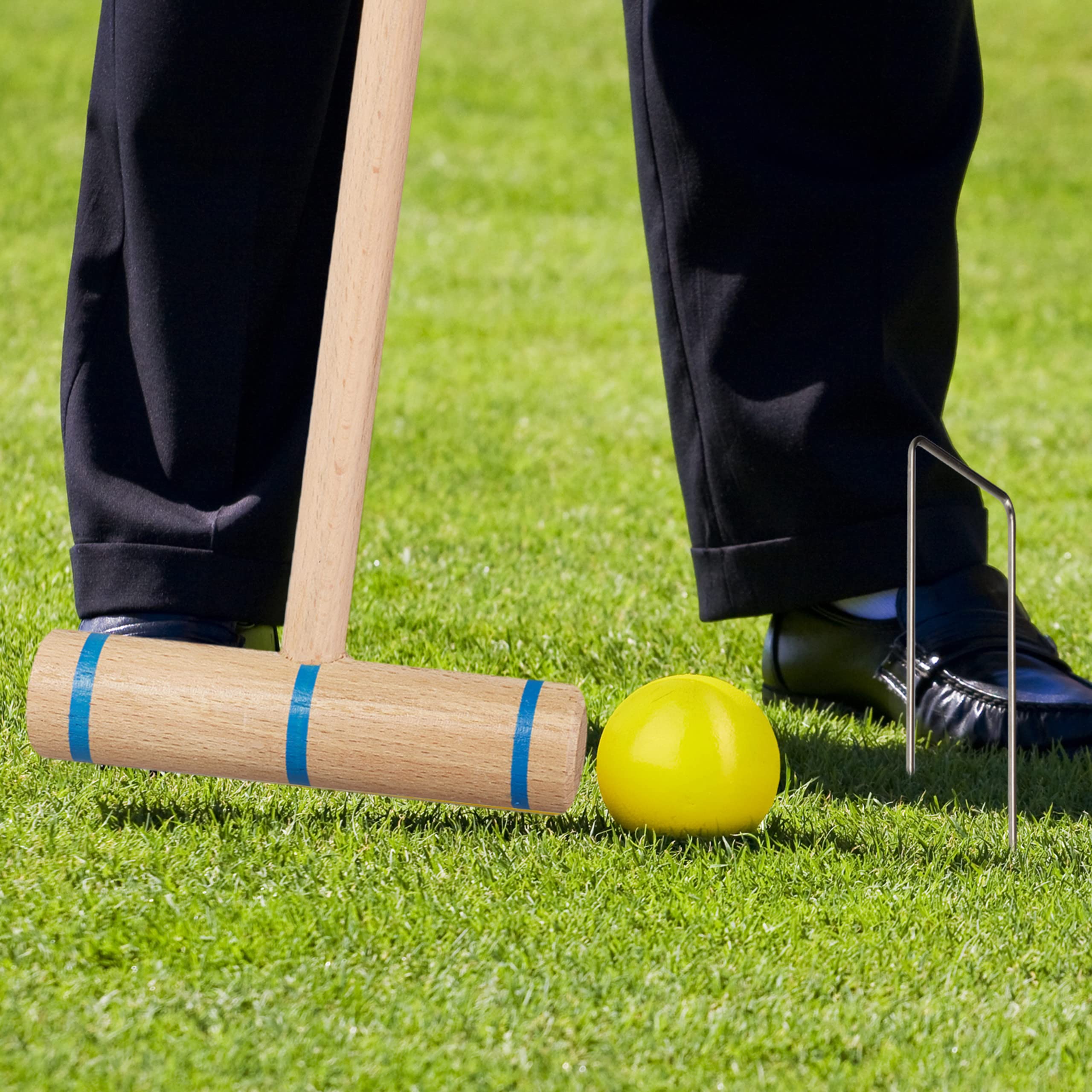Relaxdays Jeu de Croquet en Bois, 6 Joueurs, Set Complet avec Sac