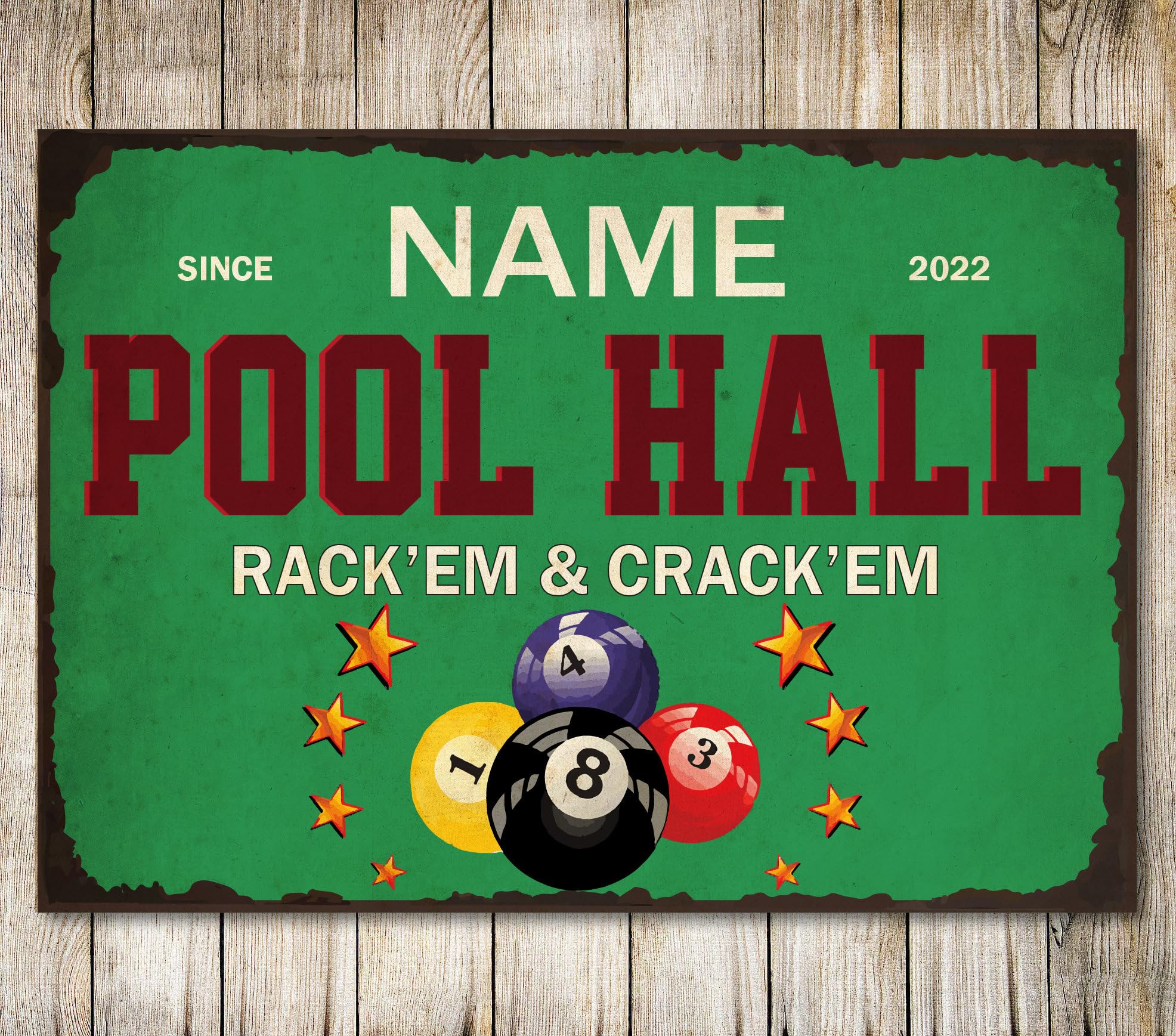 My Pixel Print Metal Personalised Pool Sign Billiard Decor Hall Custom Vintage Wall Plaque Gift