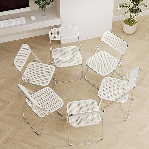 Paquete de 6 sillas plegables de plástico plegables y portátiles, sillas de fiesta portátiles para interiores y exteriores, asientos comerciales