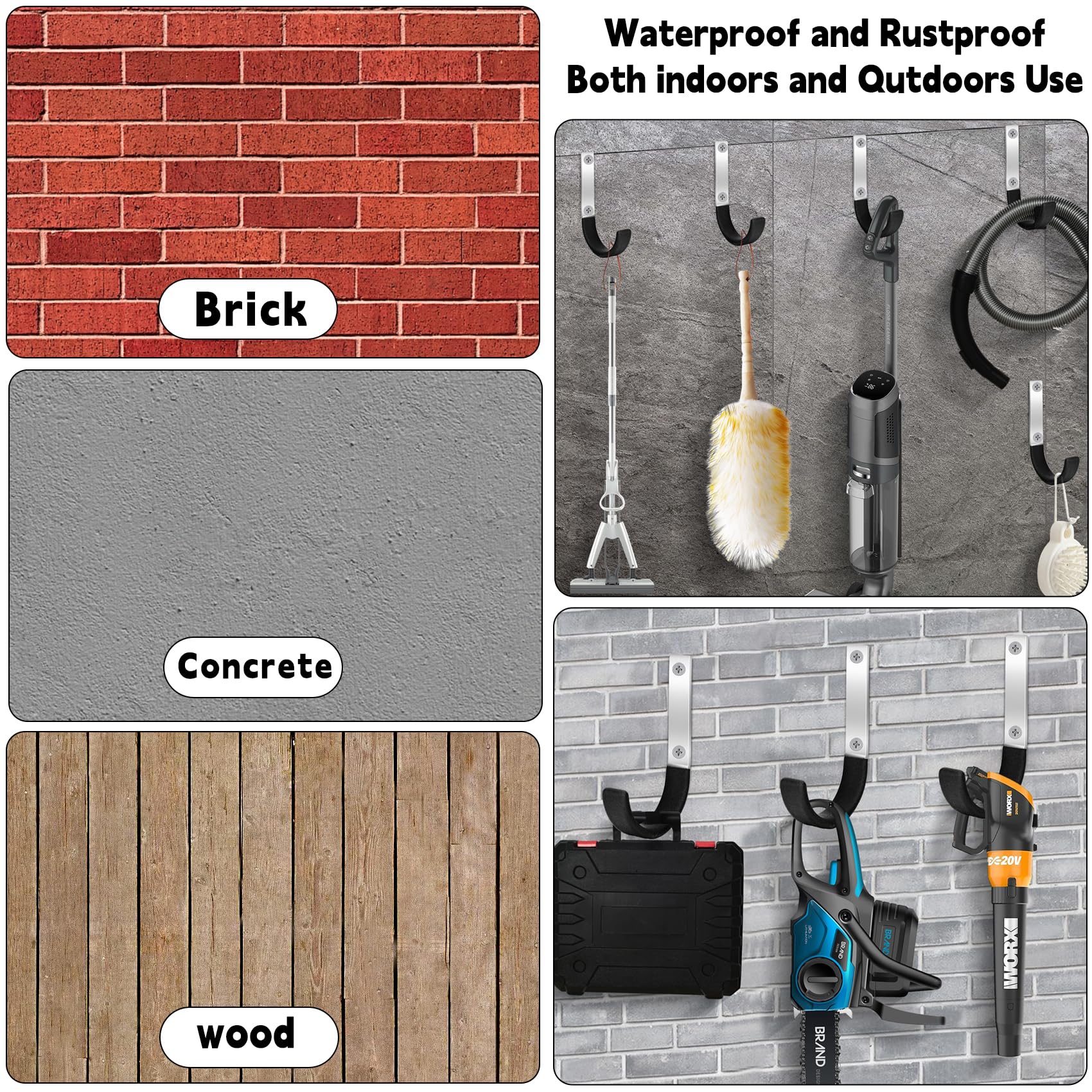 PYBTOOL 4 Pack Heavy Duty Steel Garage Hooks, Garage Storage Utility Hooks, Garage Garden Tool Organizer, Black - Image 3