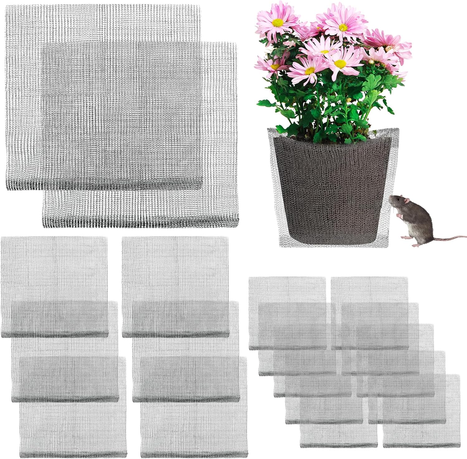 18 Pack Stainless Steel Gopher Wire Mesh Baskets, Root Guard Plant Cages in 15, 5, and 1 Gallon Sizes, Ideal for Small, Medium, and Large Plants, Protecting Roots of Trees, Flowers, and Crops
