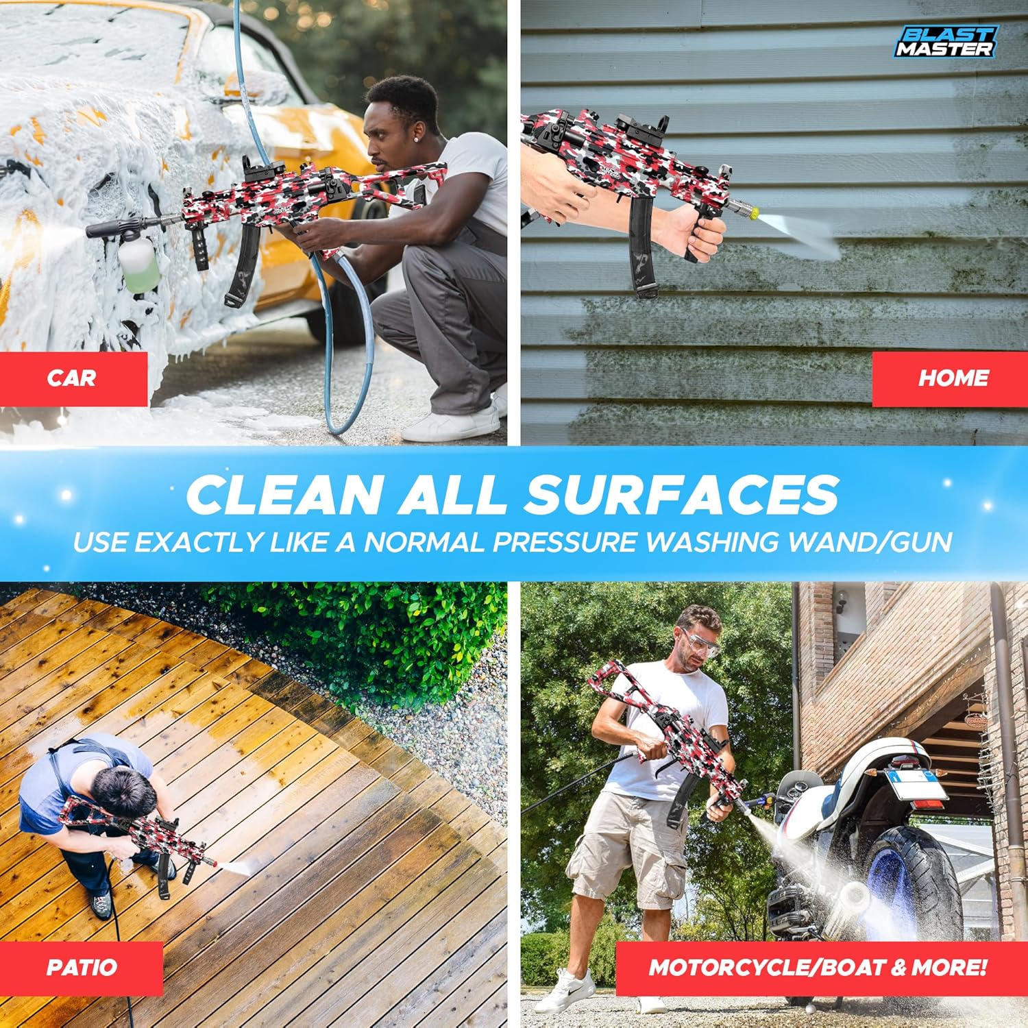 Pressure Washer Gun – Replacement for Pressure Washer Wand, Swivel Gun Compatible with Foam Cannon, 5 Pressure Nozzle Tips, 1/4” Quick Connector Coupler, Power Washer Accessories (Red)