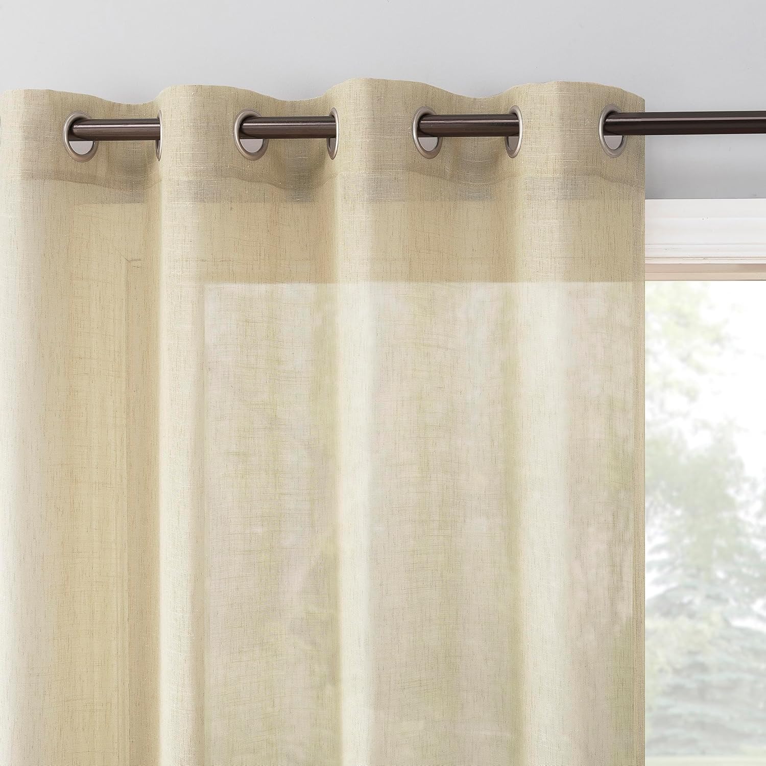Archaeo Slub Textured Linen Blend Grommet Top Curtain Panel, Linen, 52" W x 84" L (1 Panel)
