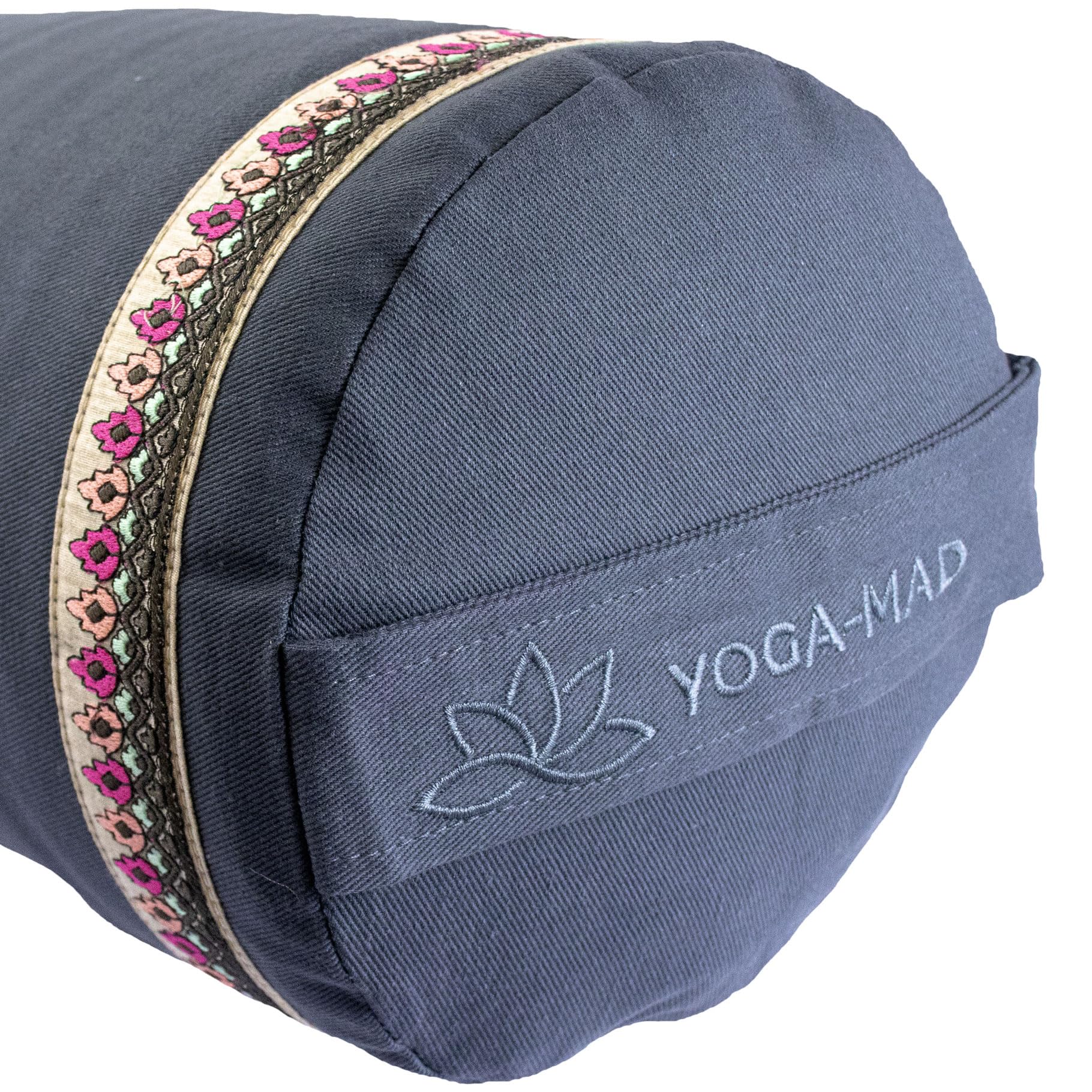 Yoga-Mad Wałek do jogi, przyjazny dla środowiska wałek do gryki, 61 cm x 23 cm, zdejmowany, zmywalny pokrowiec, idealny do jogi, medytacji i ogólnego wsparcia
