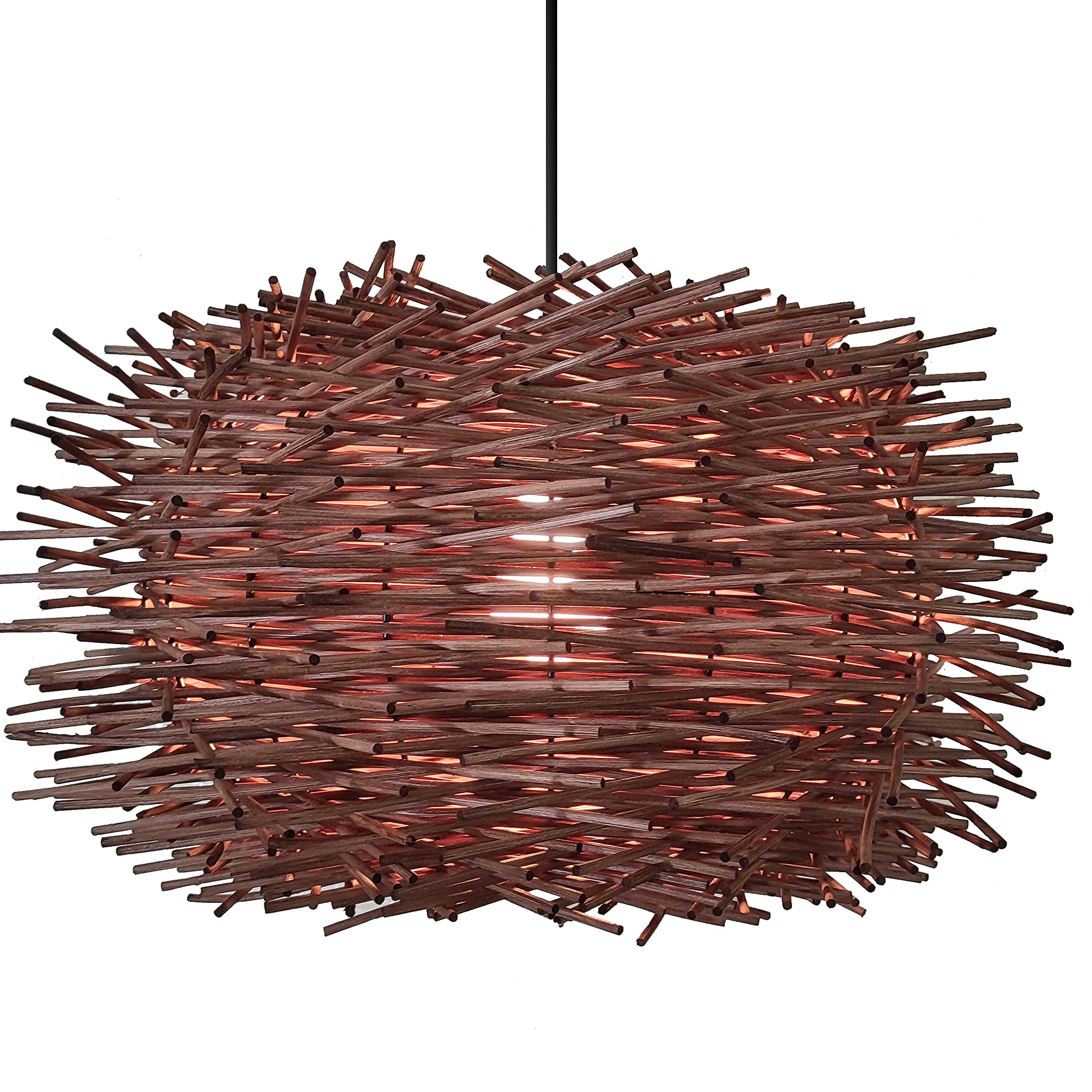 MIYORI Indi Nest Design Pendant Lighting Indoor Lighting Fixture Rattan Decorative Pendant Lamp in Brown Ceiling Hanging Light with Adjustable Cord for Dining Room Restaurant - 19.5" (50 cm)