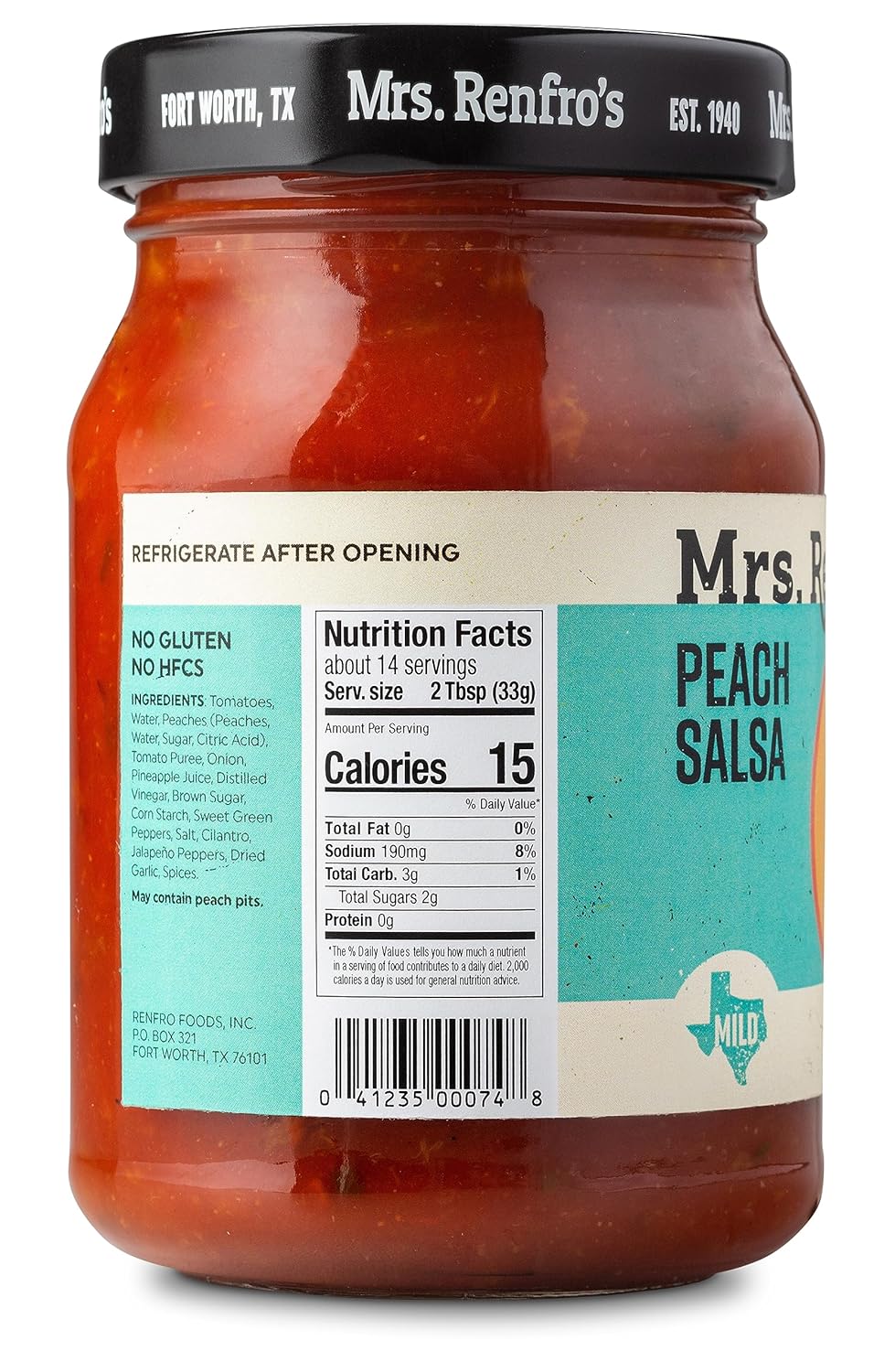 Mrs. Renfro’s Peach Salsa – Gluten Free (16-oz. jars, 2-pack)