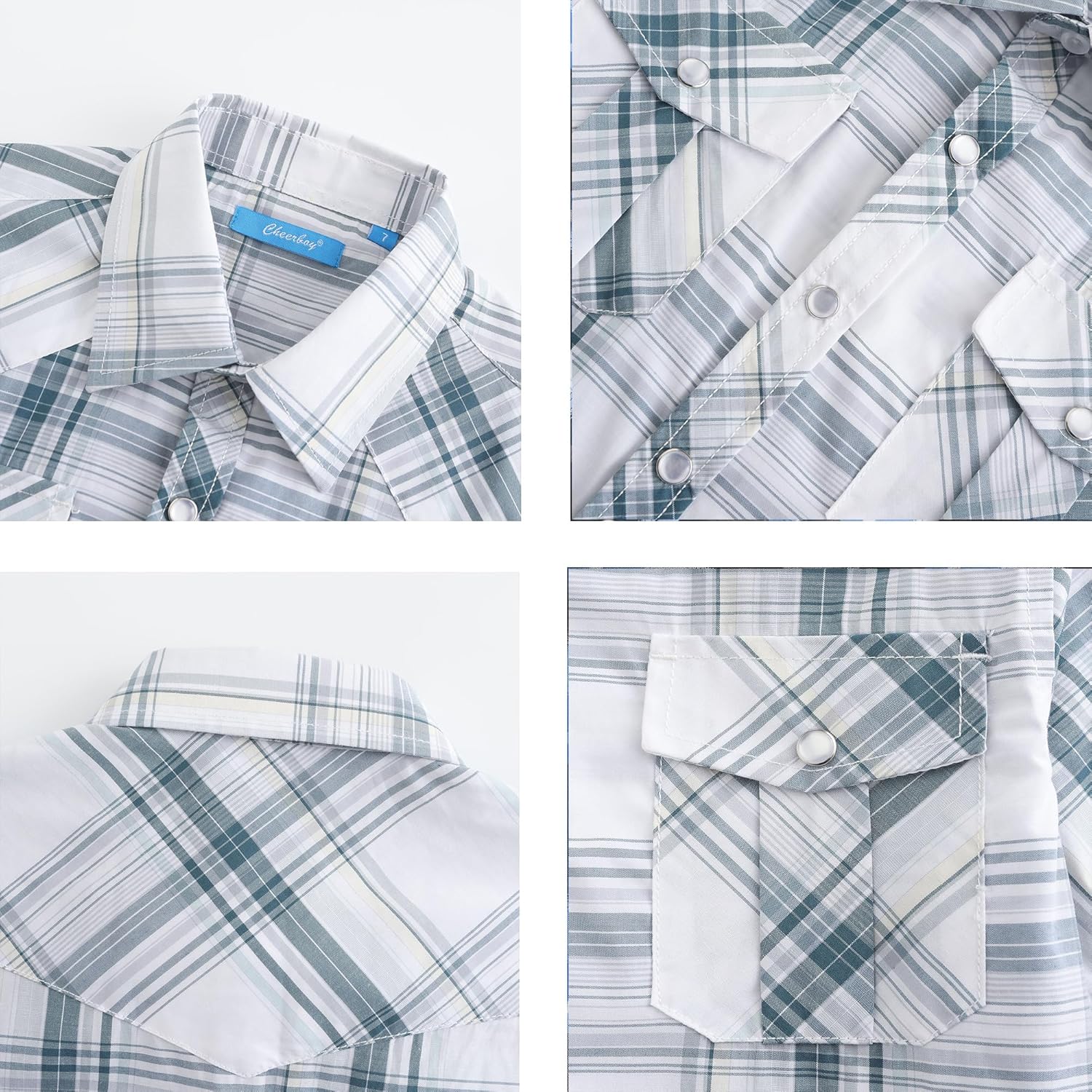 Boy's Toddler Child Kids Casual Dress Western Short Sleeve Snap Plaid Button Down Shirts - Image 8