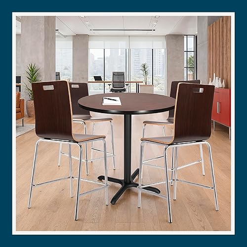 Miniatura 9 de OEF Furnishings Mesa de café – Base en X, 36 pulgadas de altura, parte superior redonda de 36 pulgadas, marco caoba/negro – Mesa de bistró