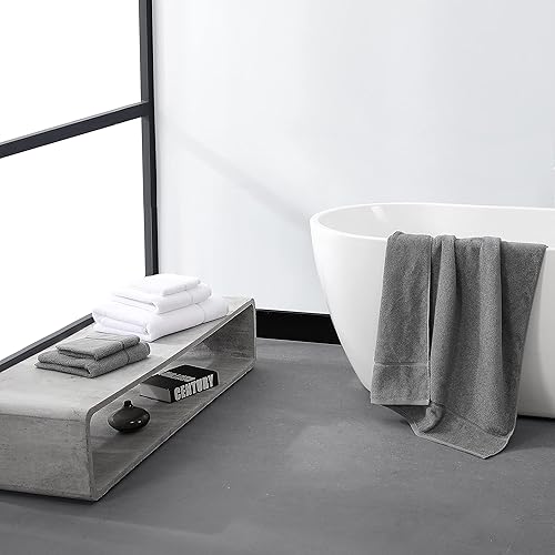 Miniatura 5 de Vera Wang - Juego de toallas de baño, juego de baño de algodón de lujo, felpa y súper absorbente (blanco Lux moderno, 6 piezas)