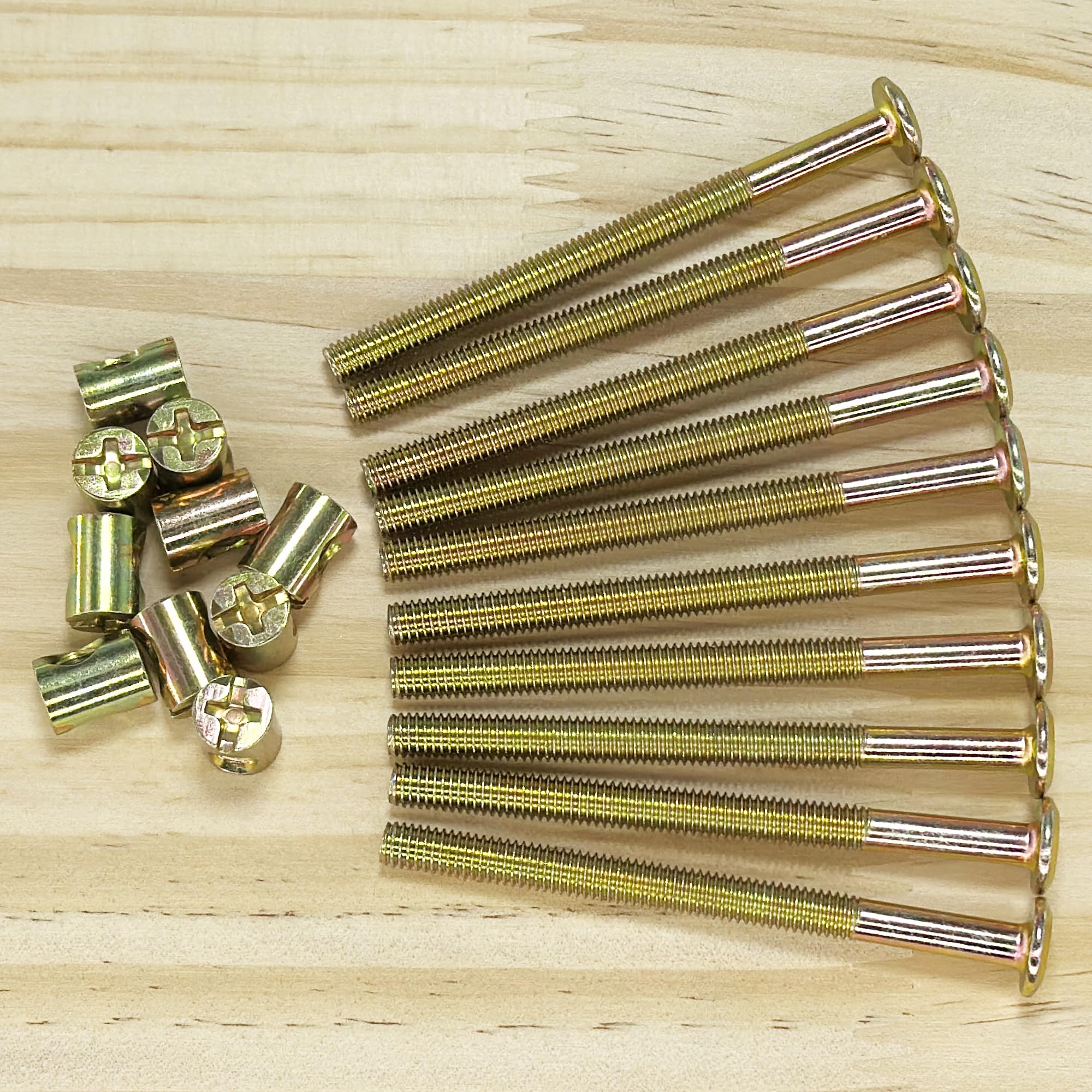 10-Set M6 Furniture Bolt and Nut Kit, Hex Socket Bed Bolts, Screws, and Nuts (80mm), colored zinc plating - Image 3