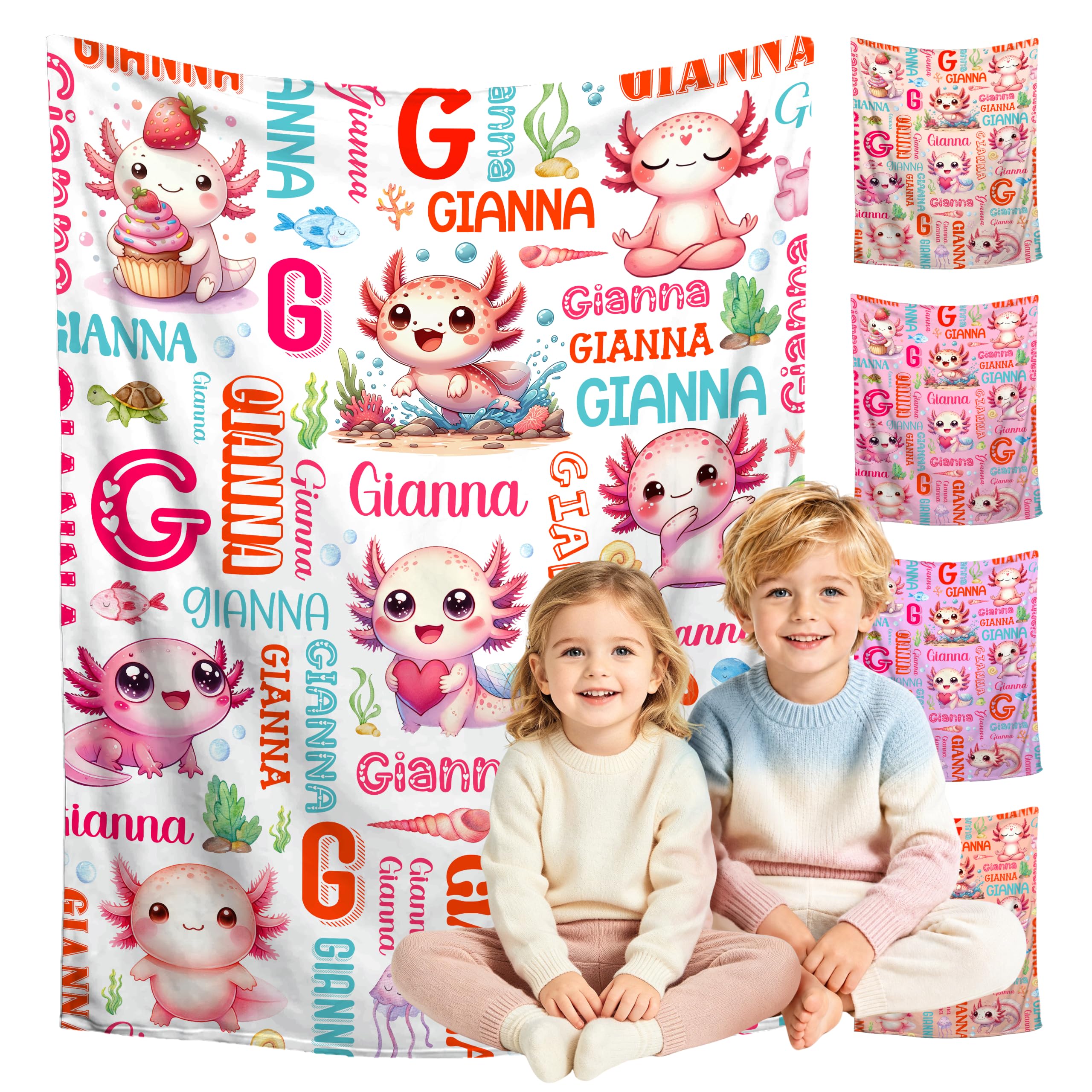 Custom Axolotls Blanket for Boys Girls,Ultra Soft Personalized Gifts Baby Blanket,Customized Throw for Toddlers Newborn Stroller Crib,40"x50"