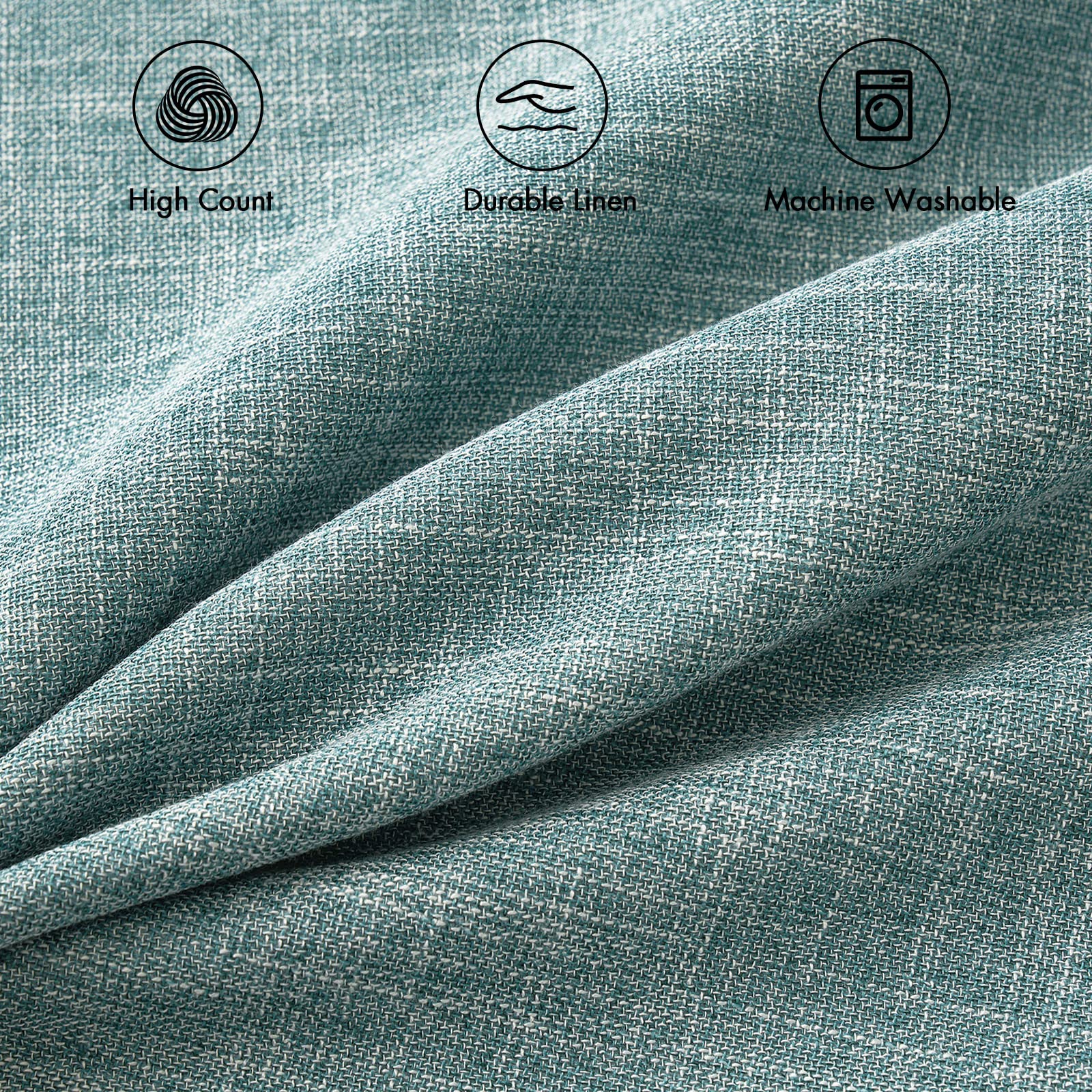 MIULEE Pack of 2 Decorative Throw Pillow Covers Linen Burlap Square Solid Farmhouse Modern Concise Throw Cushion Case Pillowcase for Sofa Car Couch 20x20 Inch Teal