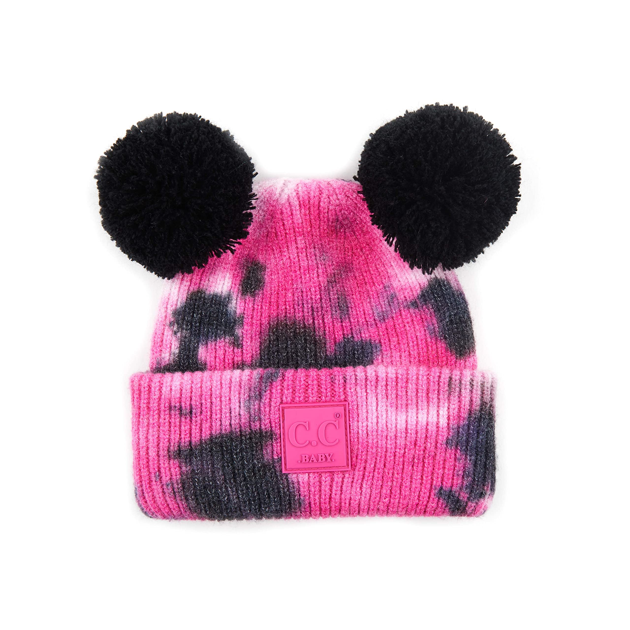 C.C Kids' Babies' Soft Stretch Cable Knit Faux Fur Pom Pom Beanie Hat