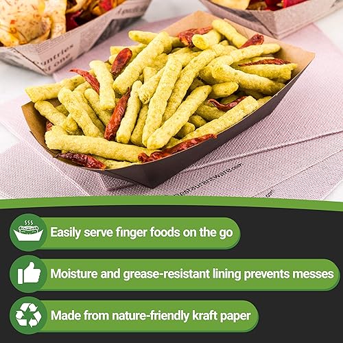 Miniatura 6 de Bio Tek - Botes de comida de 12 libra, 400 bandejas desechables de papel para alimentos, resistentes, a prueba de grasa, botes de papel negro, para