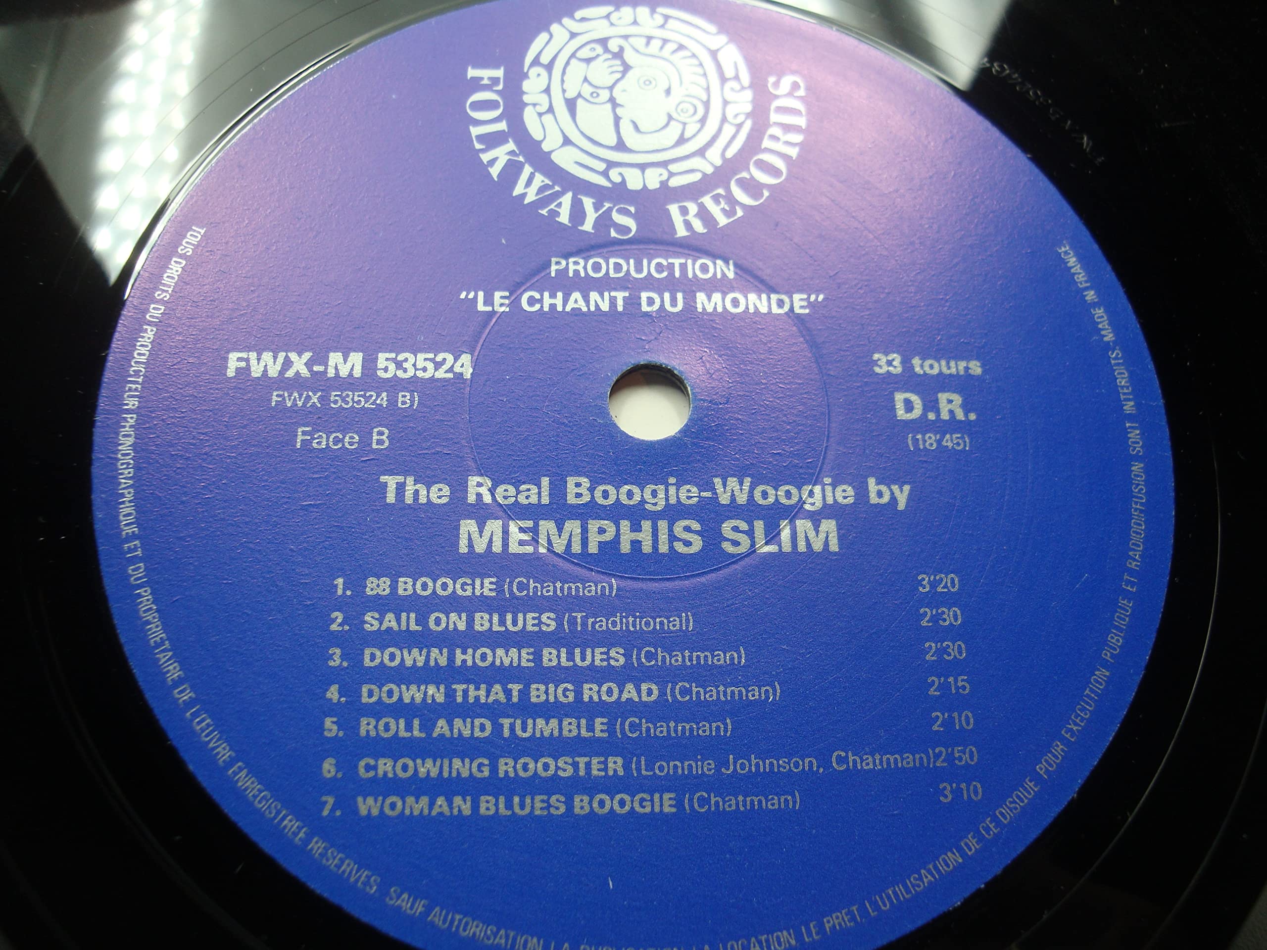 Memphis Slim and the real boogie-Woogie - disque Folkways records FWK 53524