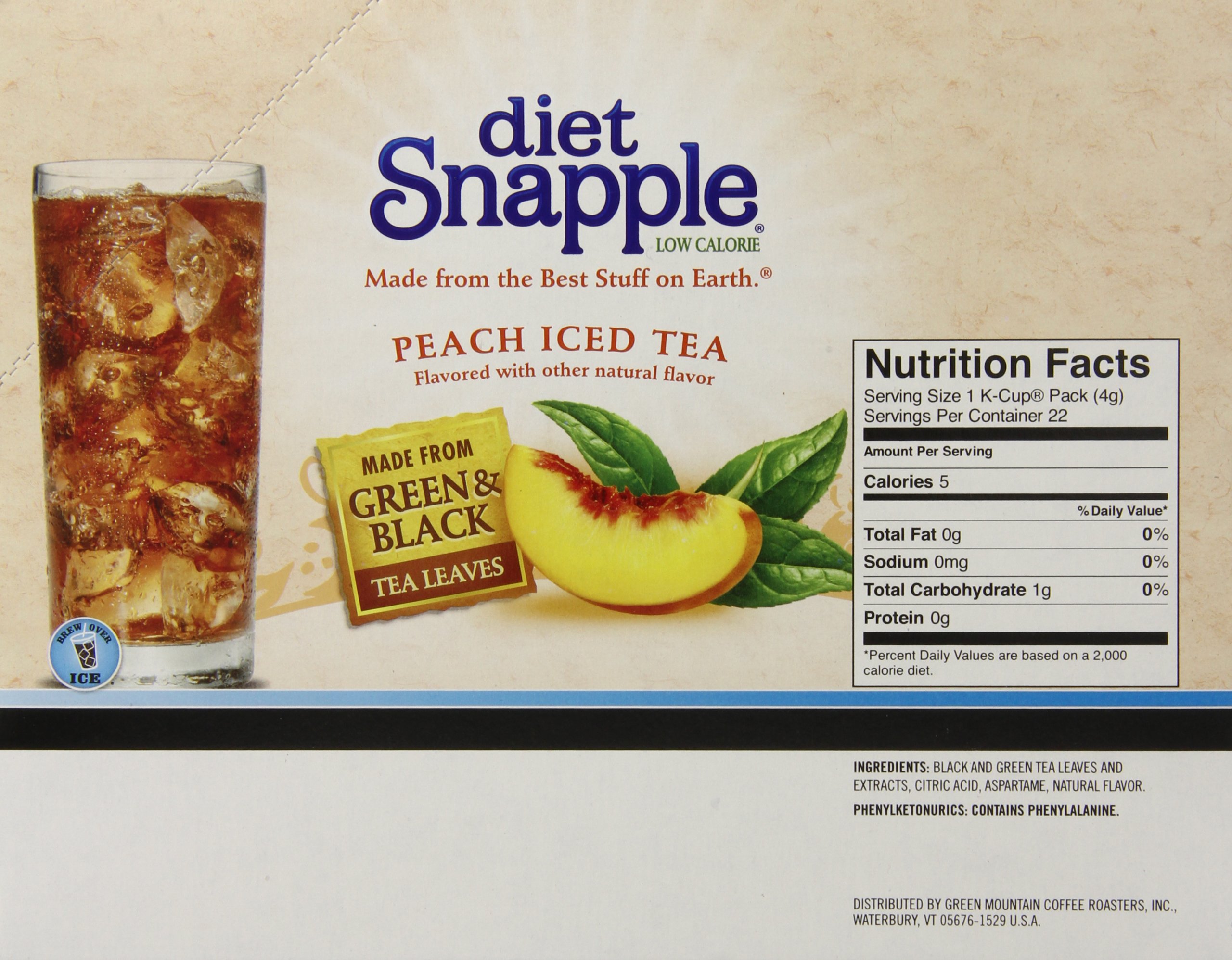 Snapple Diet Iced Tea, Peach, 22 Count 