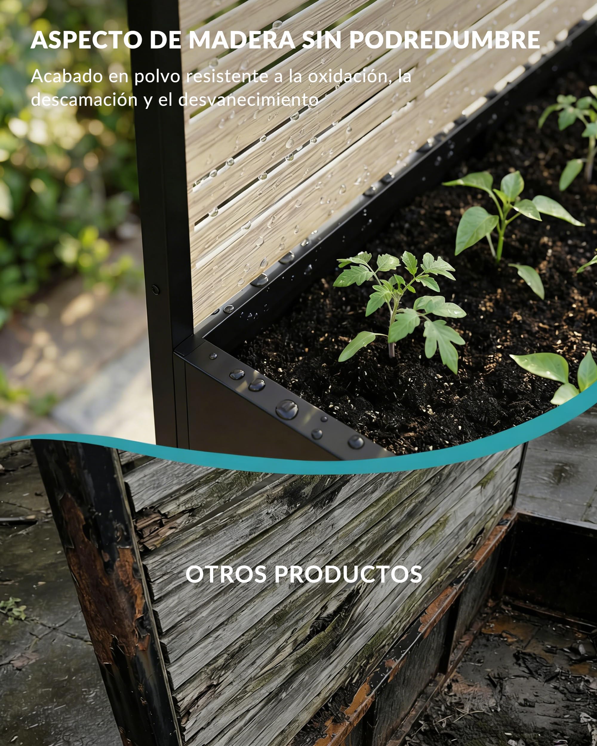 Huerto Urbano Elevado con Celosía, Jardineras Grandes para Exterior con Ruedas y Enrejado, Macetero de Metal para Privacidad, Ideal para Flores, Verduras y Plantas Trepadoras en Balcón