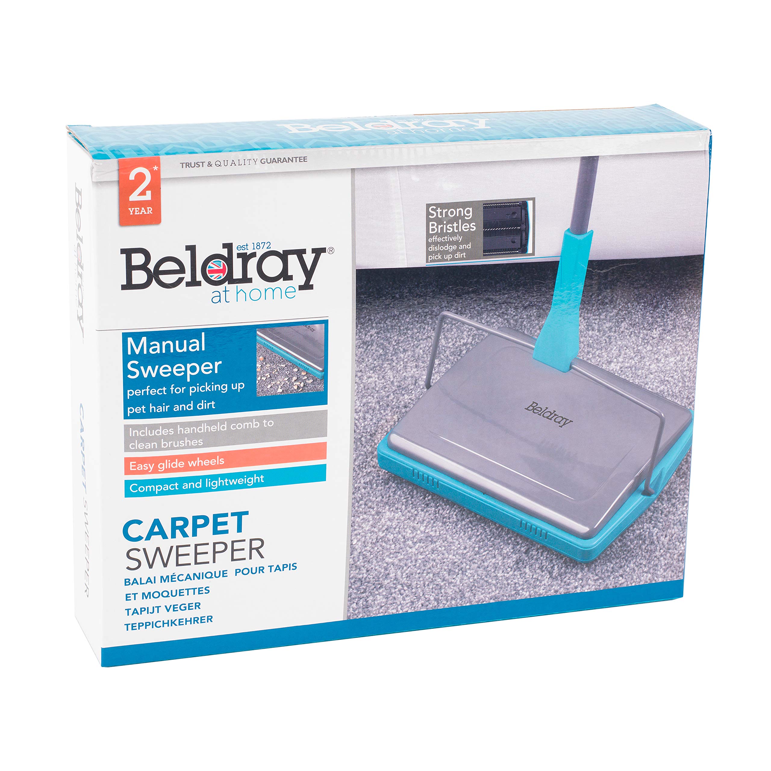 Beldray LA024855TQ Carpet Sweeper With Brush Comb, Manual Roller