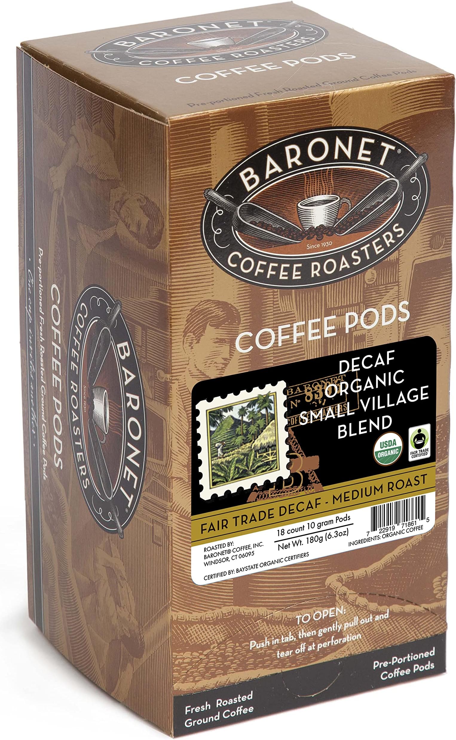 Pods [DECAF Organic Small Village-54 Pods] Single Cup Use, Like Senseo [3 Boxes of 18 Single Serve 10 Gram] Regular Strength, Med Roast [Decaf Org Sml Vil]