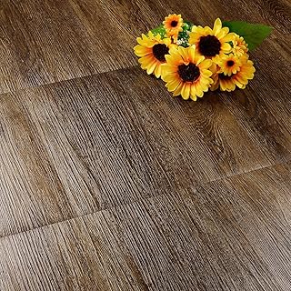 FunStick Peel and Stick Floor Tile Waterproof 12"x12" Brown Walnut Wood Look Vinyl Flooring Peel and Stick Flooring for Bathroom Stick on Floor Tiles for Kitchen Sticky Laminate Flooring Sheets 5 Pcs