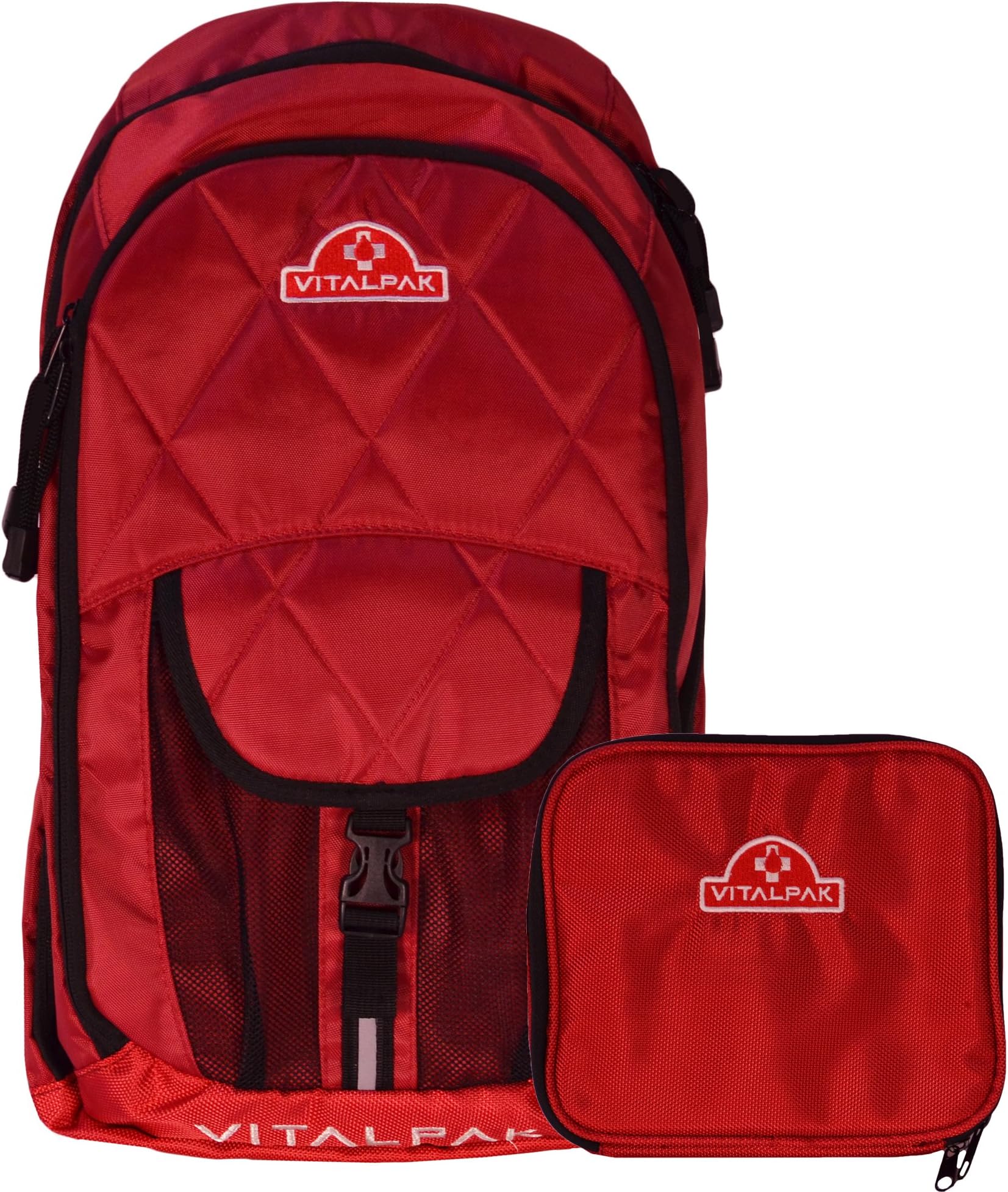 Medical Backpack with Removable Snap-in Essentials Kit, Red and Burgundy
