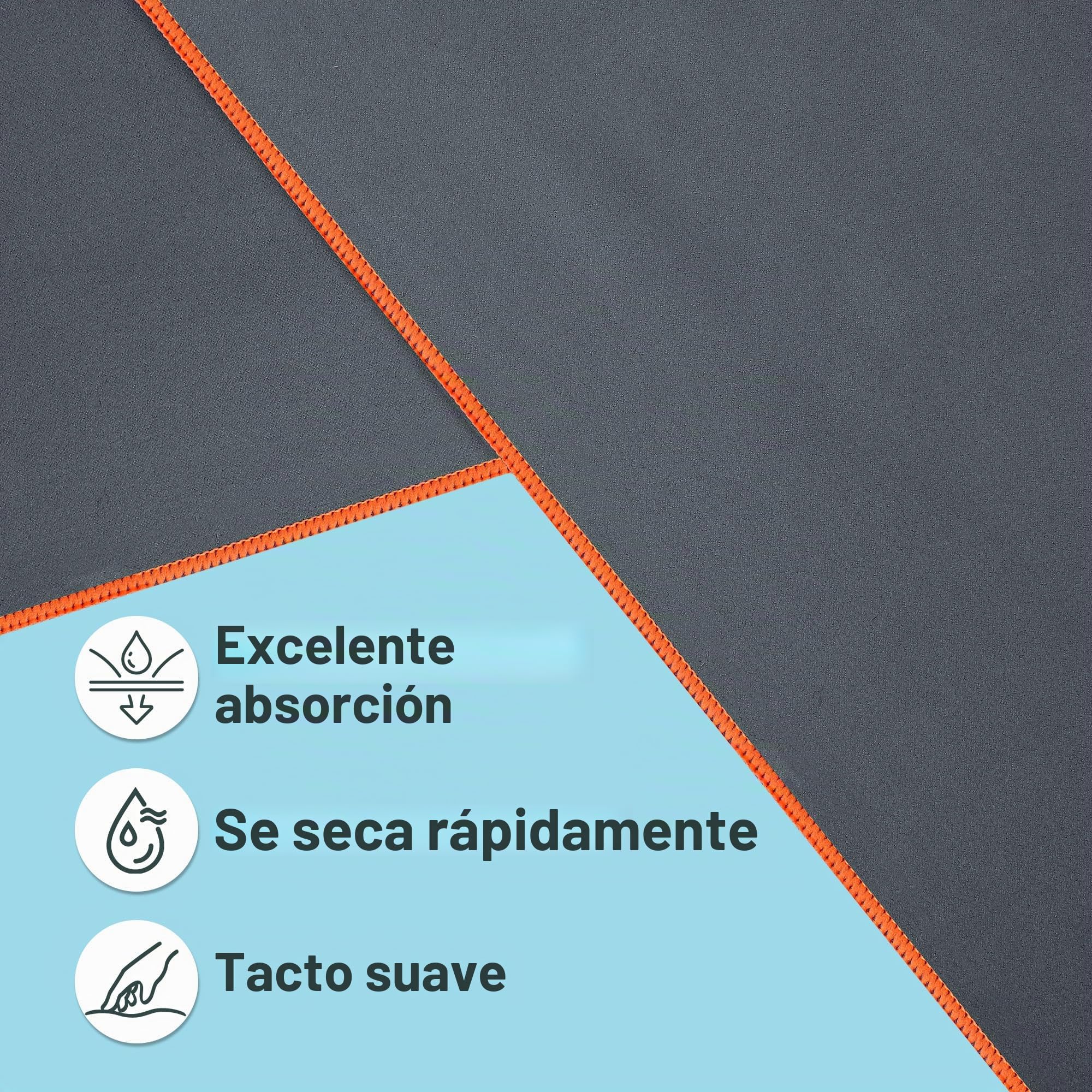 2 Piezas Toalla de Microfibra, 120x50 cm Toalla Gimnasio, Absorbente y de Secado Rápido, Ultraligera, Ideal para Gym, Viaje, Deporte, Playa, Camping, Yoga y Sauna (Gris Ballena - Amarillo)