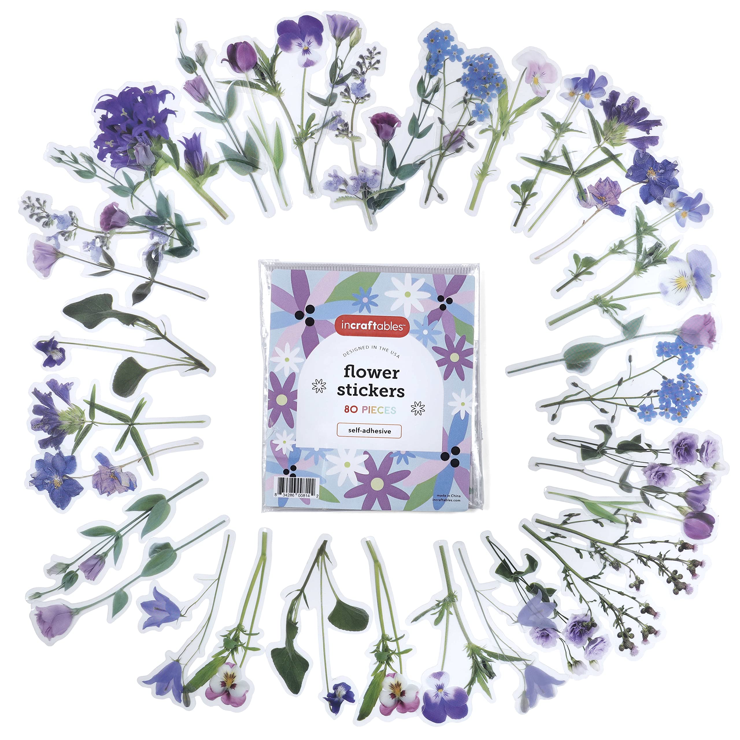 Autocollants floraux de printemps Incraftables pour scrapbooking (80 pièces)