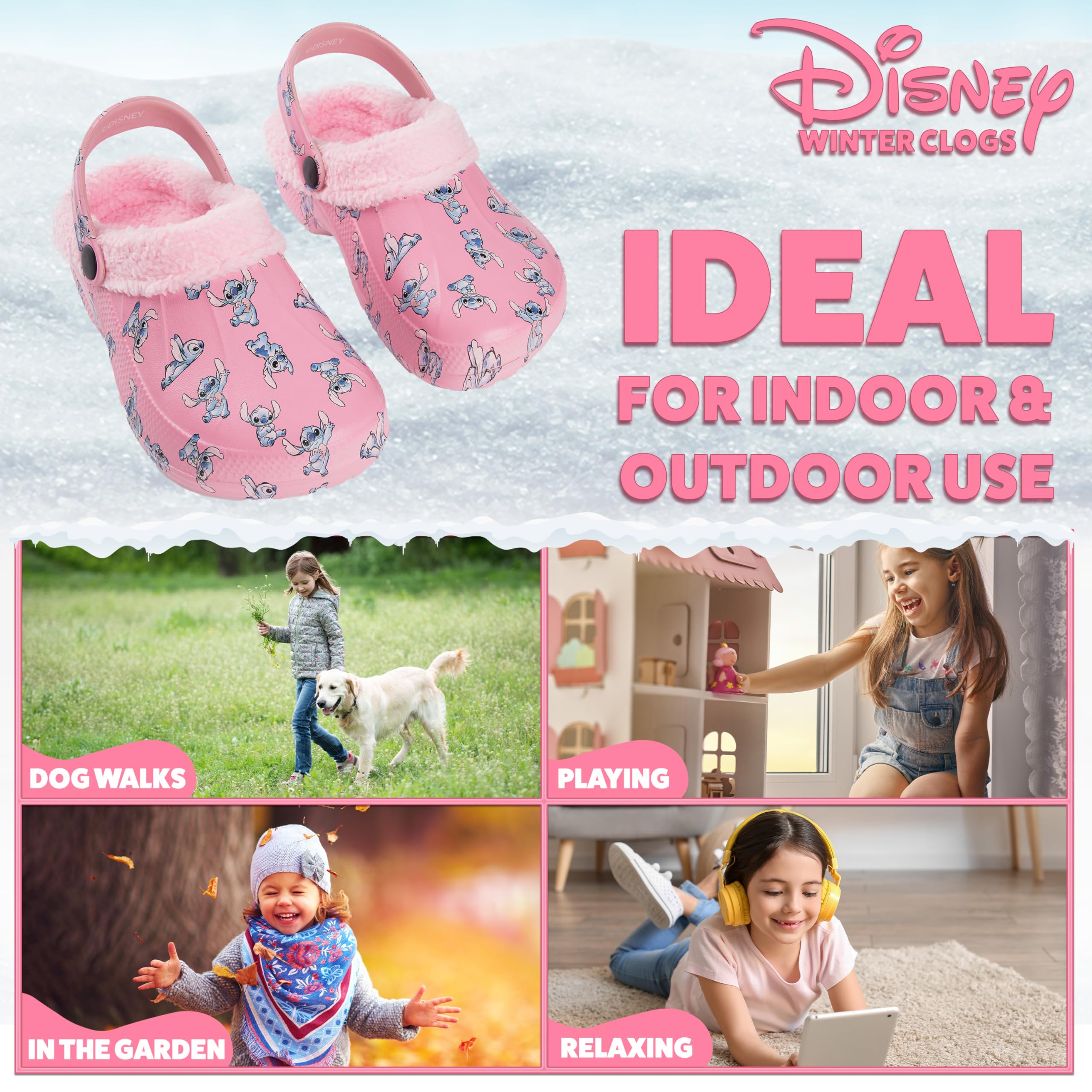 Disney Zoccoli Bambina Fodera in Pile e Charms Rimovibili - Regalo Ragazza