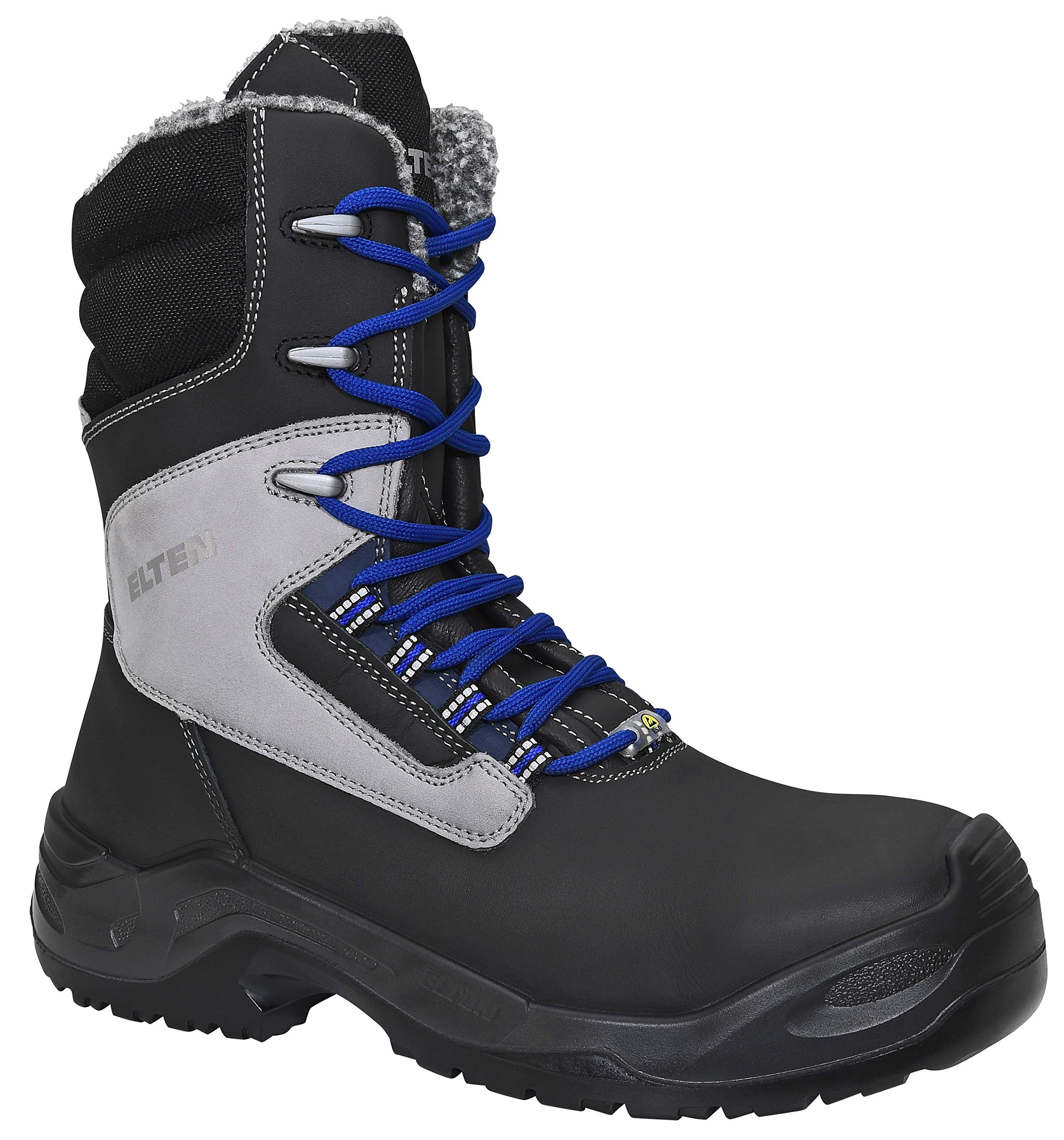 ELTEN Sicherheitsschuhe Jonte High ESD S3 CI, Damen und Herren, Leder/Textil, Kunststoffkappe (Leichter als Stahlkappe), robust 42, Schwarz-Grau