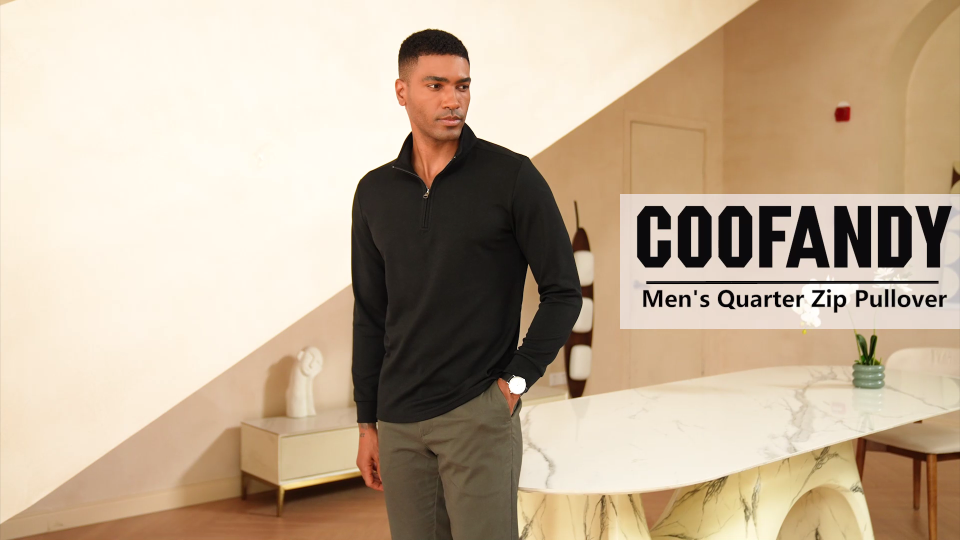 COOFANDY Men's Quarter Zip Up Pullover Lightweight Mock Neck