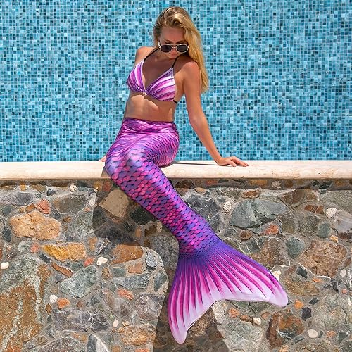 Miniatura 8 de Fin Fun - Cola de sirena auténtica para niños, resistente al desgaste, para nadar, monoaleta incluida