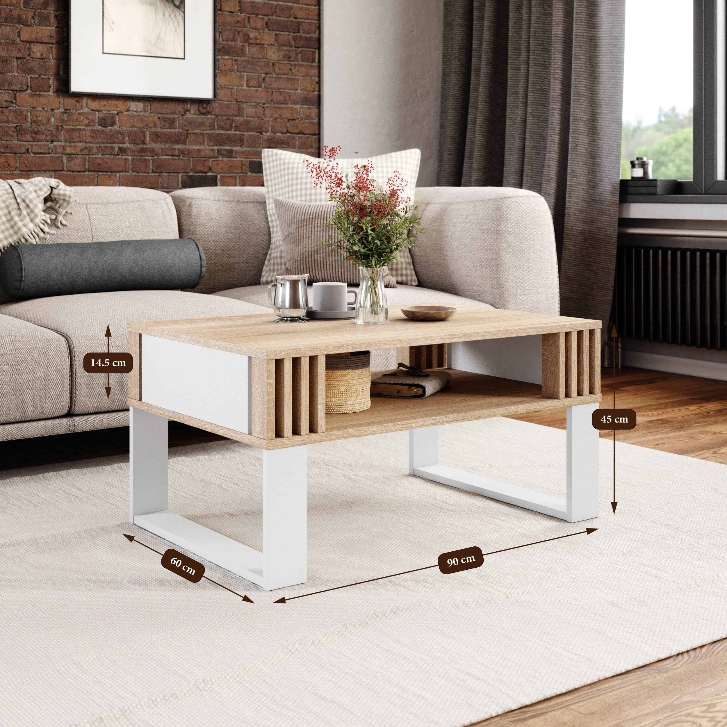 TV-meubel laag 183 cm loftstijl eiken artisan zwart met 3 kleppen en lamellen