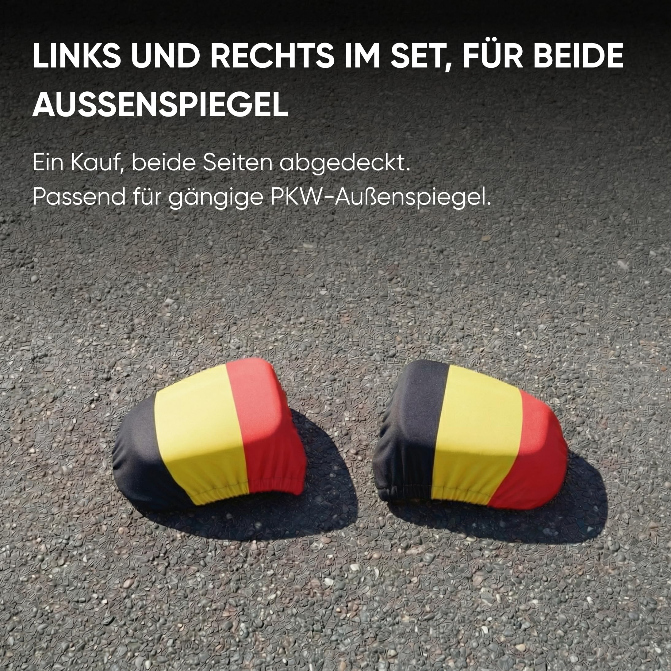 Auto Fahnen Belgien Komplett Set - Motorhaubenfahne, 2 Autofahnen Fenster, 2 Außenspiegelfahnen & 2 Magnet Autofahnen, Fußball EM & WM Fanartikel, Belgische Flagge Fahrzeug Deko