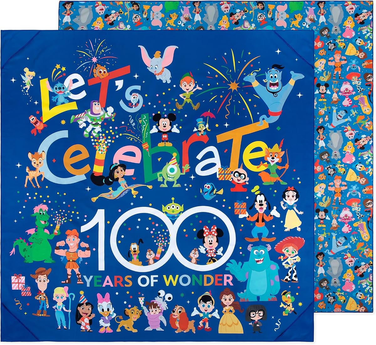 Bumkins Disney - Toalla tipo manta para bebés y niños, viajes, playa, picnic, juegos en interiores y exteriores, suave, ligera, microfibra resistente a la arena y los desechos, reversible, 58 x 58 pulgadas - Celebración