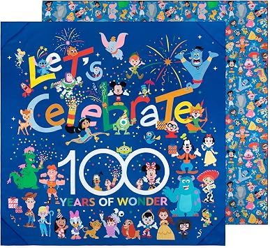 Bumkins Disney Throw Blanket Towel, Baby Toddler and Kids, Travel, Beach, Picnic, Outdoor Indoor Play, Soft, Lightweight, Microfiber Resists Sand and Debris, Reversible, 58in x 58in Celebration