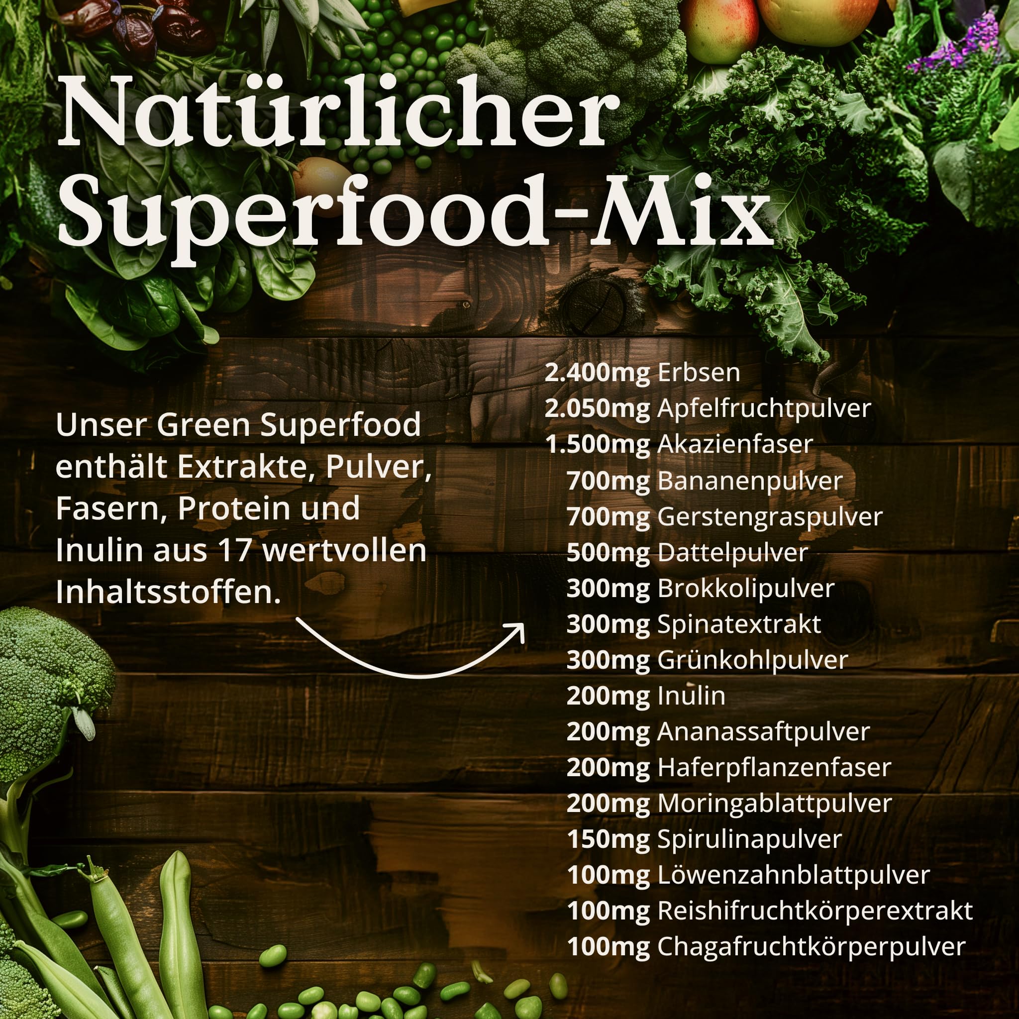 NATURE LOVE® Green Superfood - 300g - 15 Superfoods und 2 Vitalpilze - u.a. mit Gerstengras, Spirulina & Moringa - Greens Pulver ohne Aromen, Süßstoffe oder zugesetzten Zucker - vegan & laborgeprüft