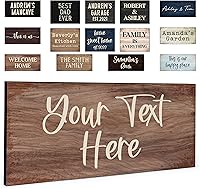 Lily's Atelier Personalized Custom Wood Signs for Home - Any Text, 3 Sizes (11x5, 14x11, 18x7), 12 Backgrounds & 8 Fonts