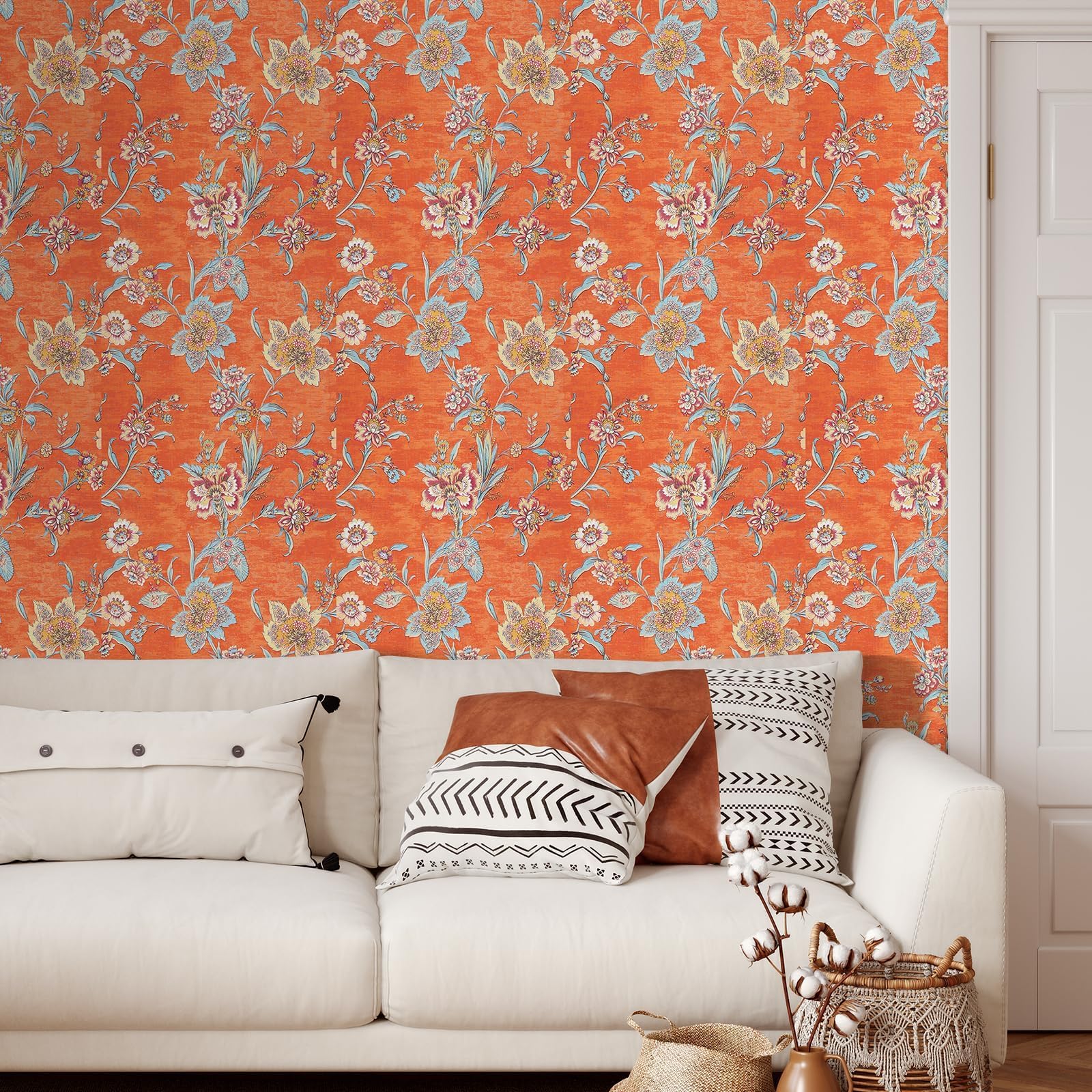 Decotalk Papel Pintado Vintage Floral Autoadhesivo Flores Hojas 44.5X900cm