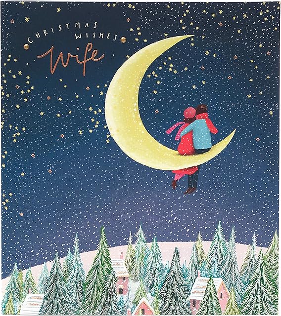 Wife Christmas Card - Christmas Card for Wife - Beautiful Festive Scenery Design - Christmas Card for Her - Christmas Card from Husband
