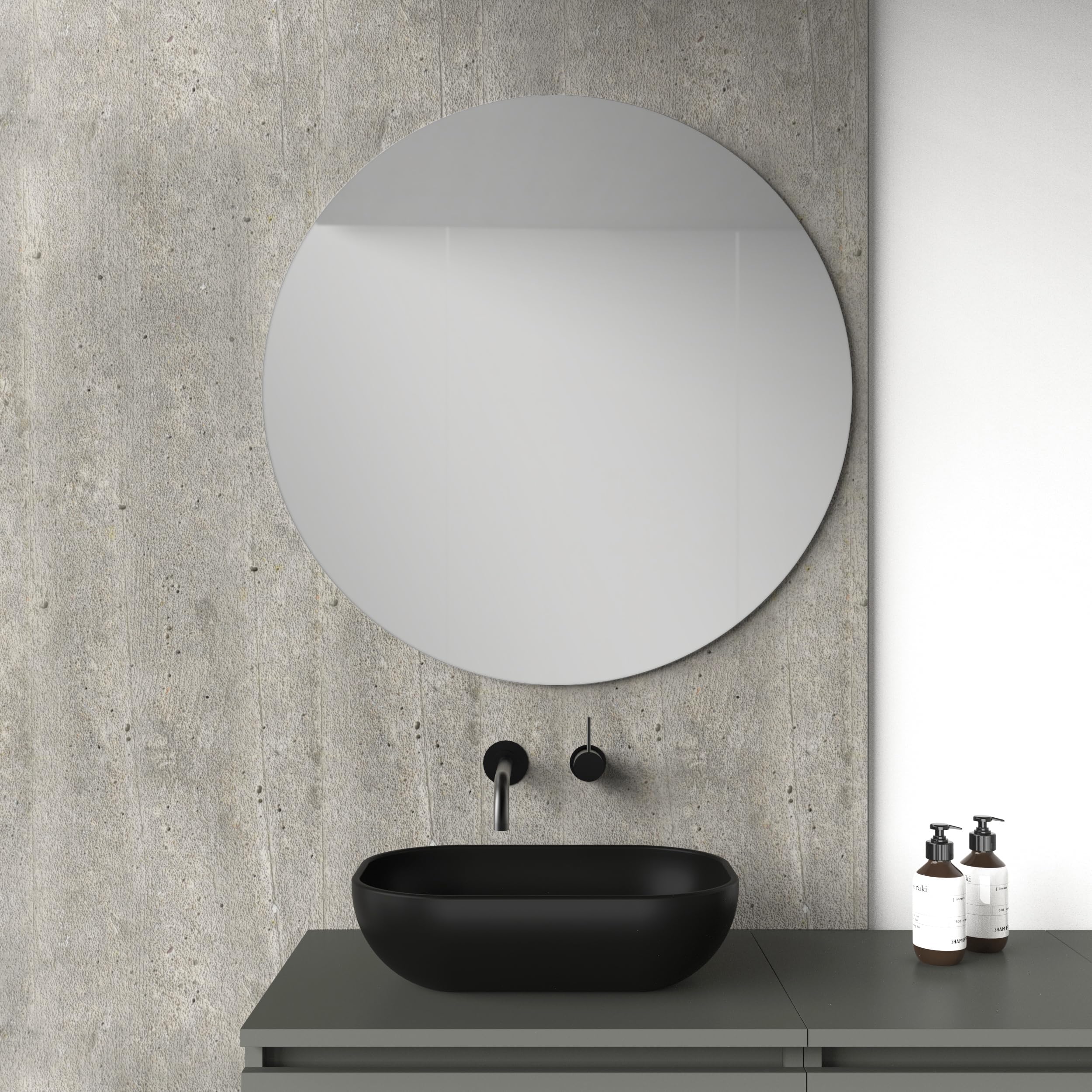 Baikal Espejo de Baño, Varias Formas y Medidas Disponibles. Opción con y Sin LED. Estilos Que se adaptan al baño o Cualquier Estancia del hogar. 80 Espejo Redondo