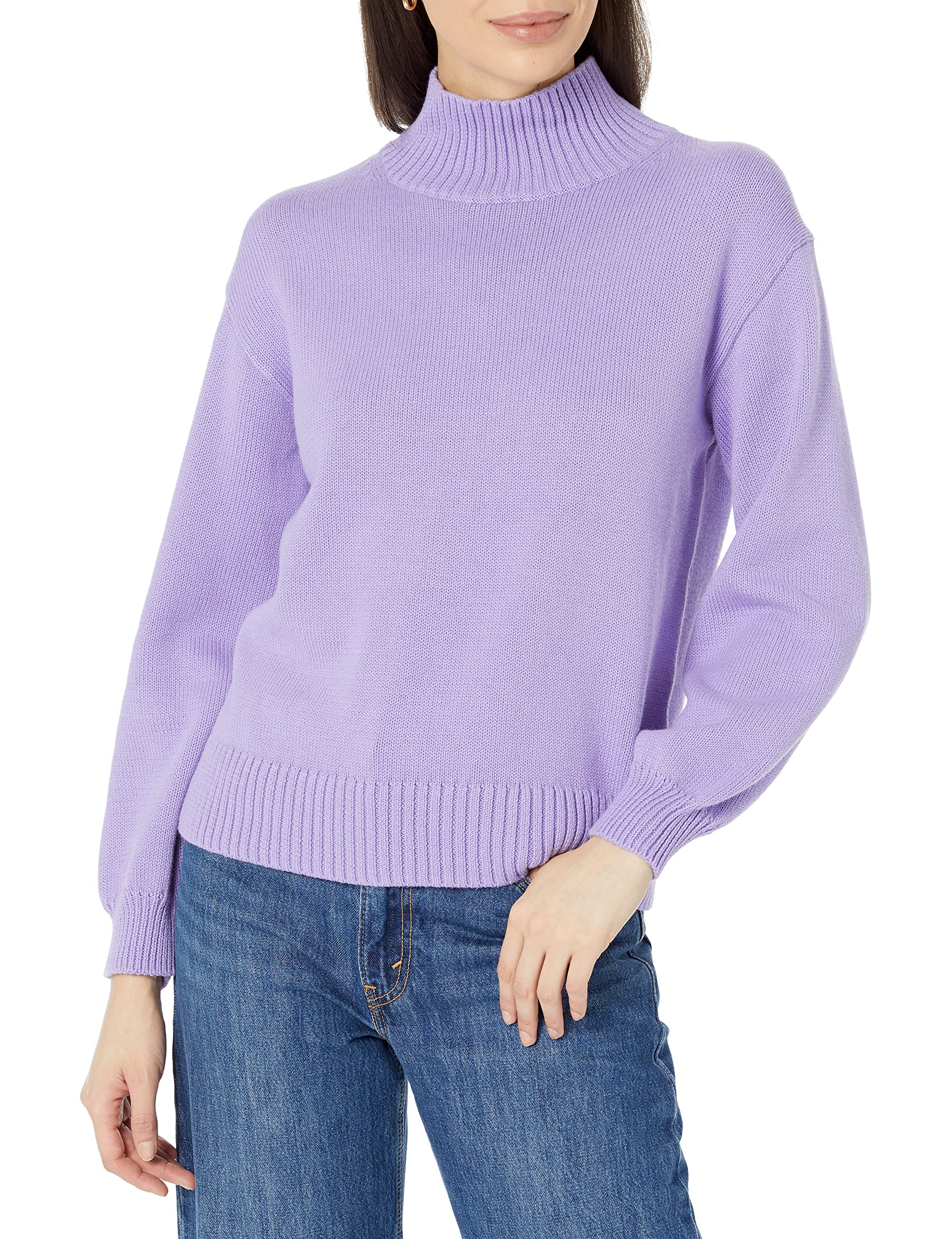 Amazon Essentials Women's Pull-Over Funnel Neck Cotton Jumper (Available in Plus Size), Purple, 5XL Plus