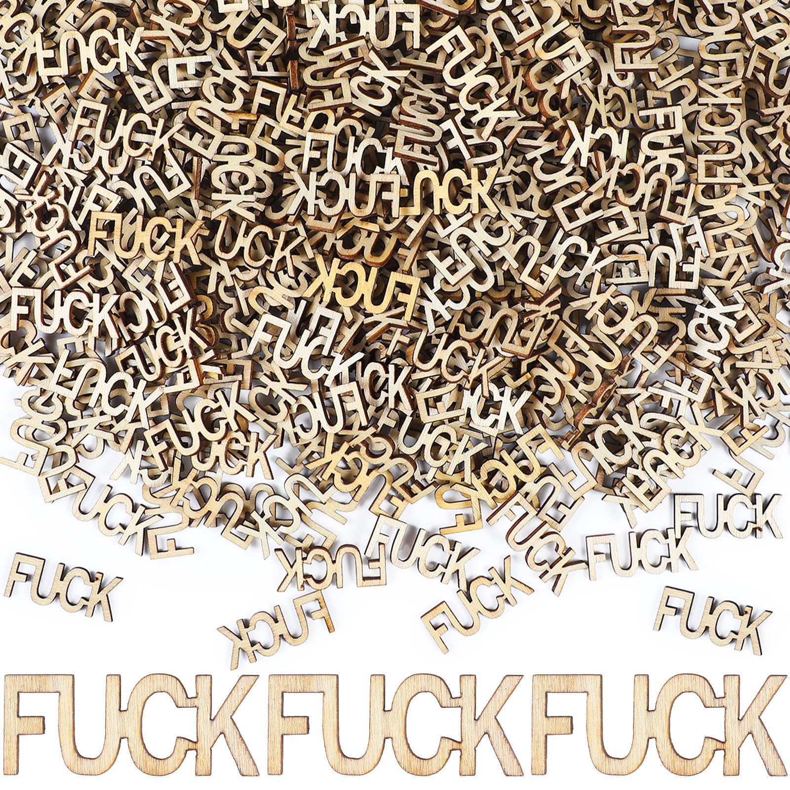 500 Pcs Wooden Fucks Bag of Fuck to Give DIY Jar of Letters Mini Unfinished Wood Letters Funny Little Gift Funny Office Supplies for Back to School Birthday Anniversary Office Home