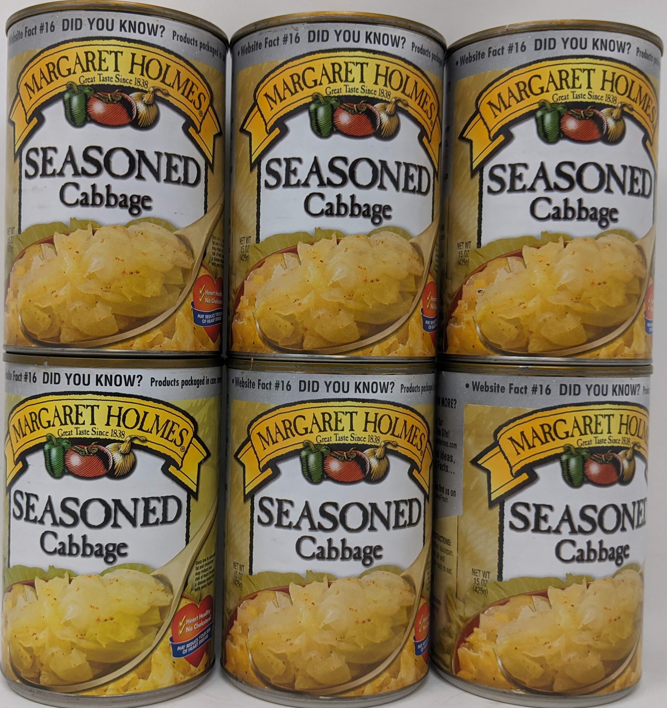Margaret Holmes Seasoned Cabbage Bundle - 6 x 15 Oz Cans of Margaret Holmes Cabbage, Canned Cabbage Margaret Holmes, Bundled with Recipe Sheet