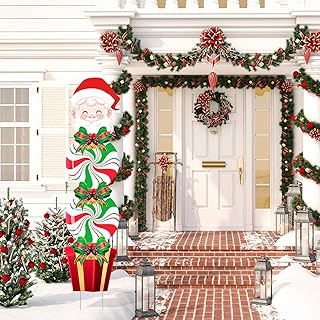 Cartelli per Cortile Natale Pali Decorazioni Natale Pupazzo di Neve Plastica Decorazioni Giardino Caramelle per Esterni con Pali per Esterni Patio Ornamenti Invernali 54 Pollici (Stile Babbo Natale)