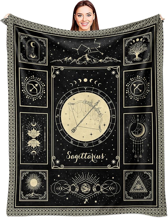 Sagittarius Gifts for Women, Gifts for Sagittarius Women November December Birthday Gift, Sagittariuses Zodiac Constellation Astrology Sign Throw Blanket 60