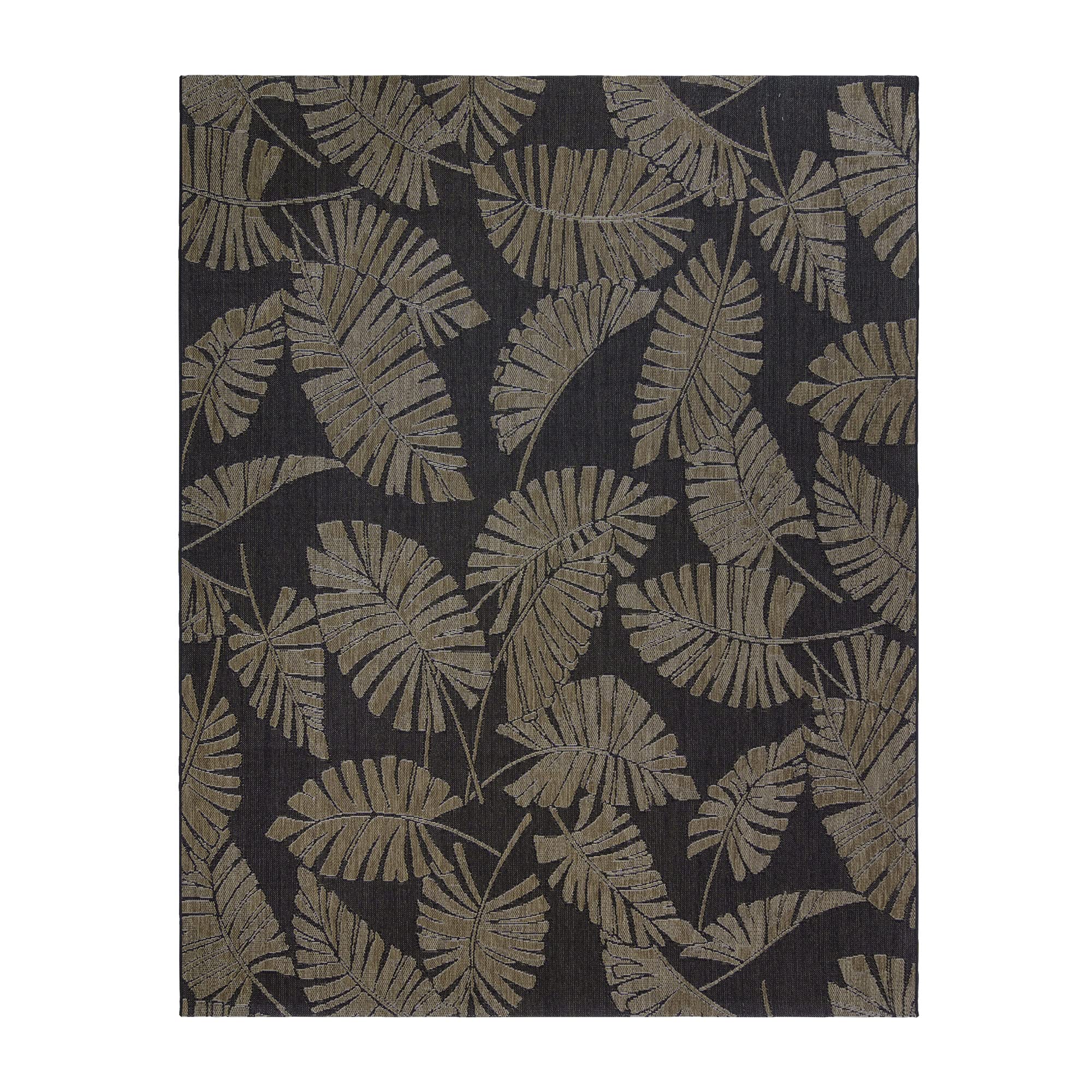 Gertmenian Indoor/Outdoor Kona Coast by Reyn Spooner Rug - 8x10 Large, Stain & UV Resistant, Ideal for Deck, Patio, Poolside Rooms - Palmtree Leaf, Black Brown, 46685
