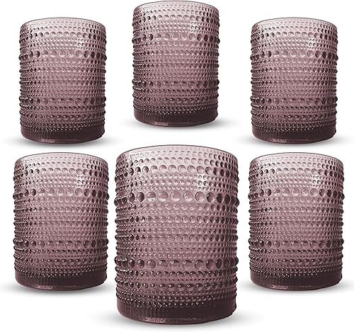 Greenline Goods Hobnail - Juego de 6 vasos de 12 onzas con diseño único, elegantes vasos de burbujas de vino para ambientes modernos y vintage,