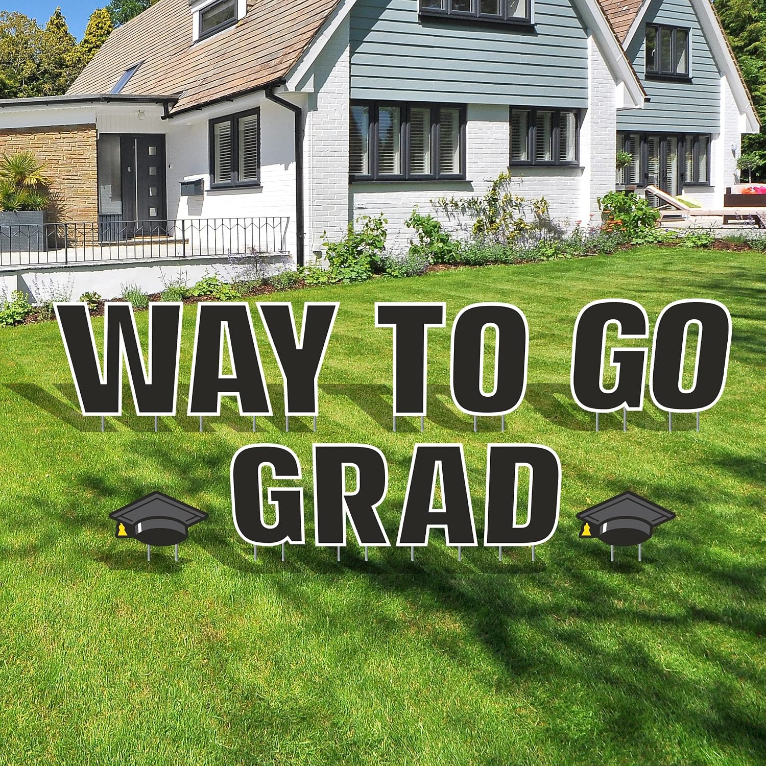 VictoryStore Jumbo Graduation Lawn Sign, Way to Go Grad Yard Letters, Set of 13, Graduation Yard Sign Outdoor Lawn Decorations, Graduation Party Supplies