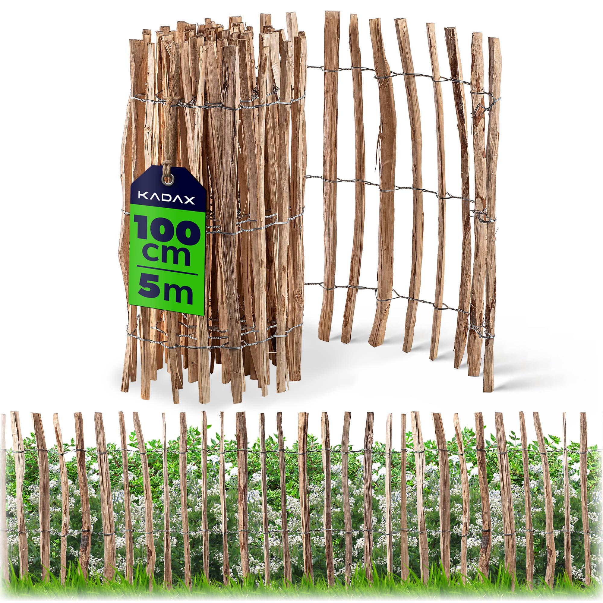 KADAX Recinzione in nocciola, recinzione in legno di nocciola, recinzione da giardino in diverse misure, resistente alle intemperie, recinzione in legno naturale (4-6 cm) 100 x 500 cm)