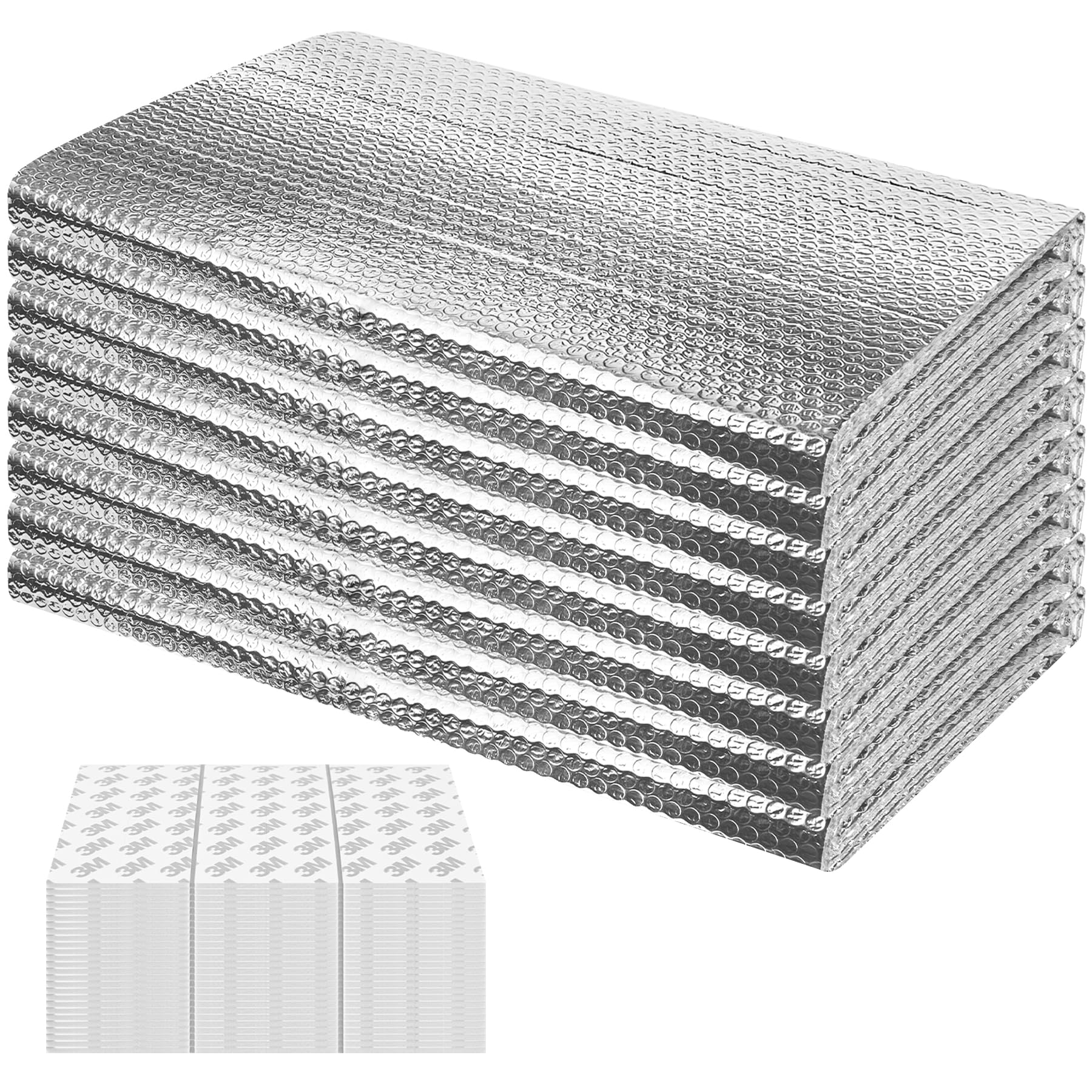 8P Garage Door Insulation Panels Kit Double Bubble Reflective Aluminum Foil Sheet Thermal Insulation Shield with 120 Tapes Insulate Winter Clod and Summer Heat for Attic, Garage, Wall (20.5'' x 54'')